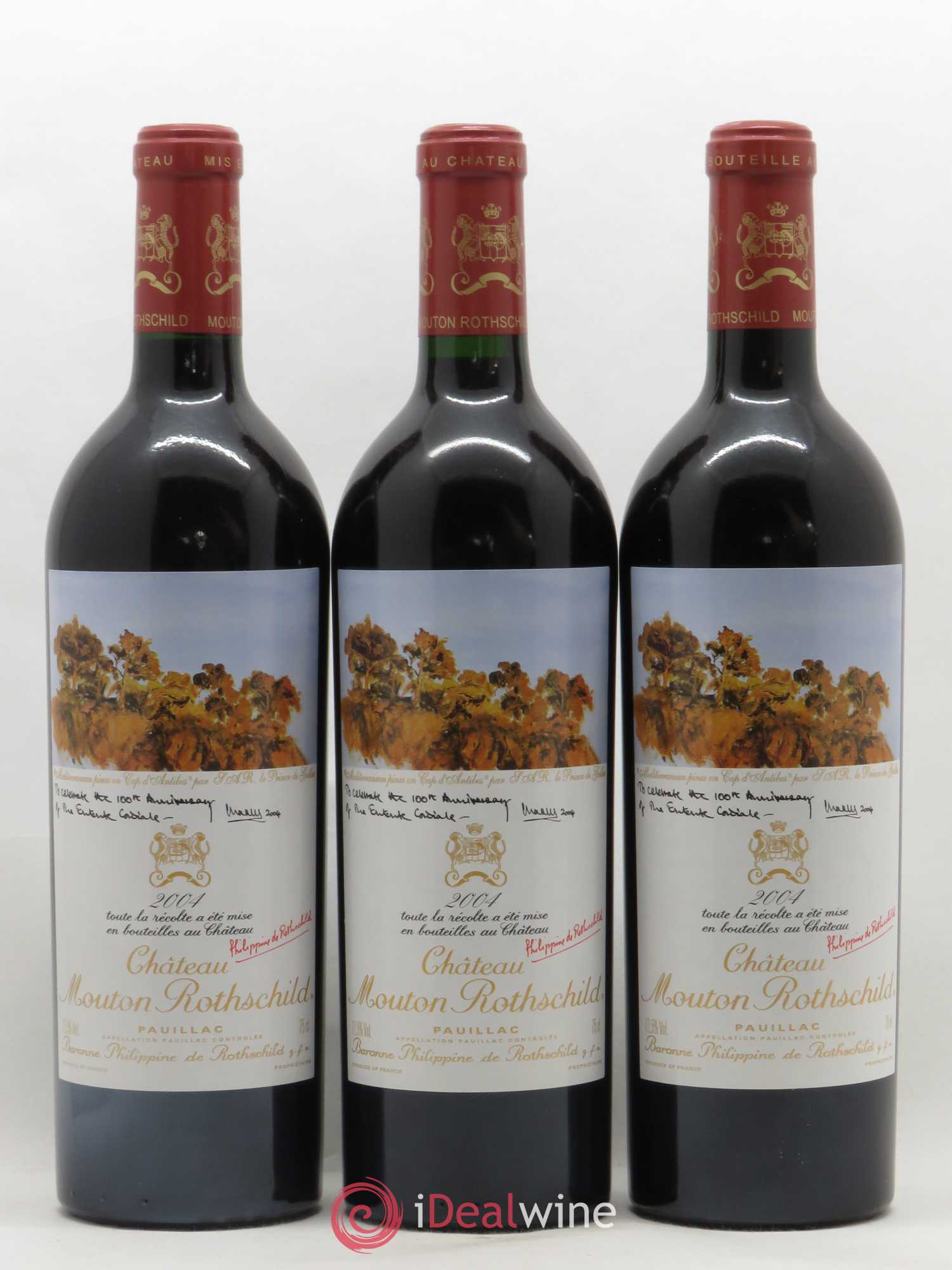 Château Mouton Rothschild 1er Grand Cru Classé 2004 - Lot de 3 bouteilles - 0