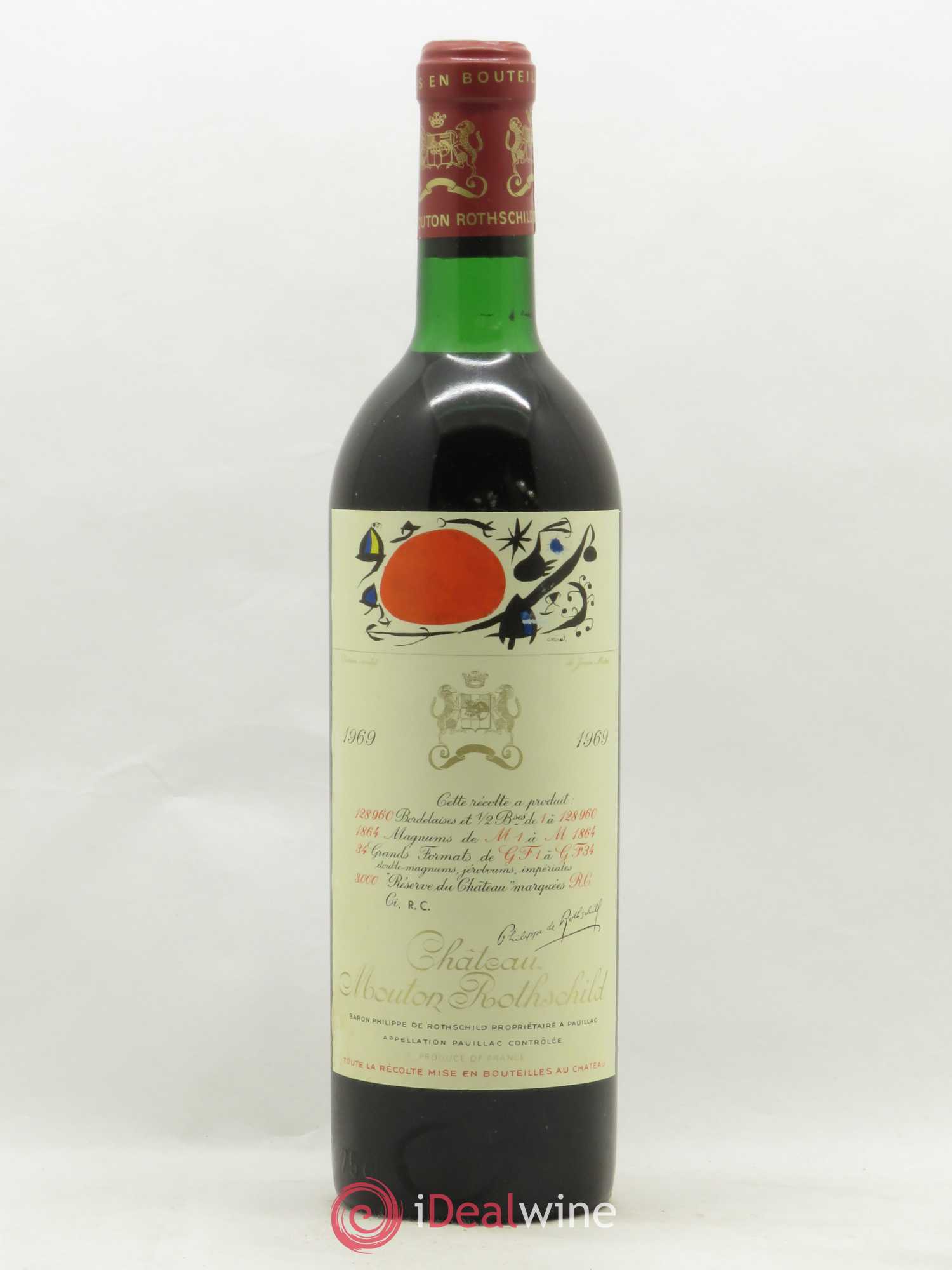 Château Mouton Rothschild 1er Grand Cru Classé 1969 - Lot de 1 bouteille - 0