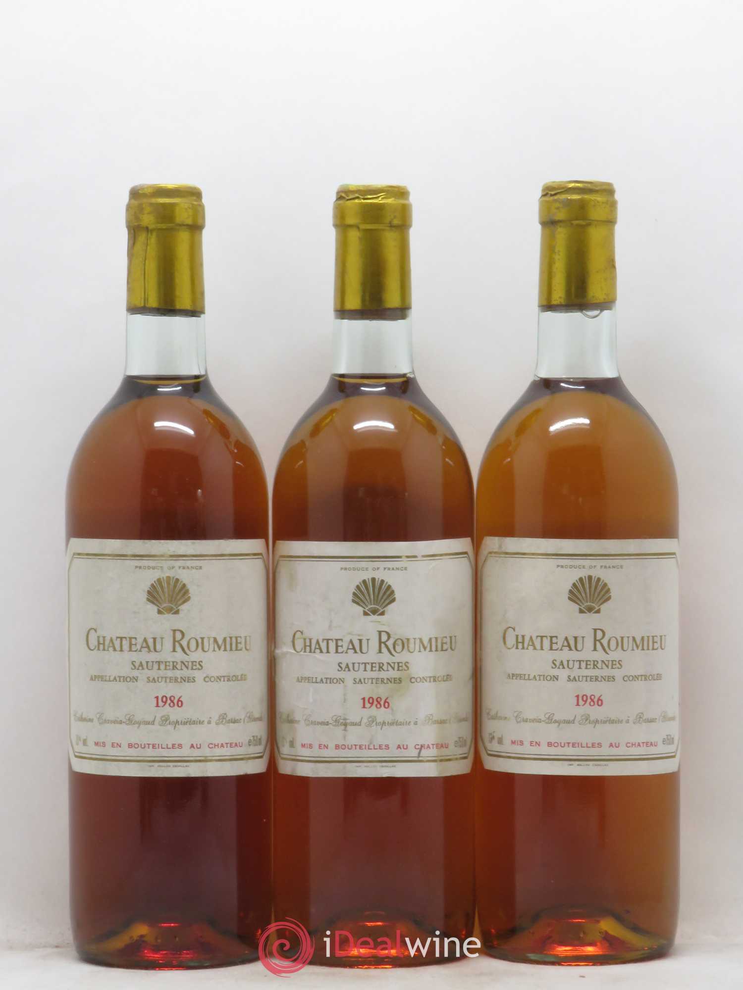 Sauternes Chateau Roumieu 1986 - Posten von 3 Flaschen - 0