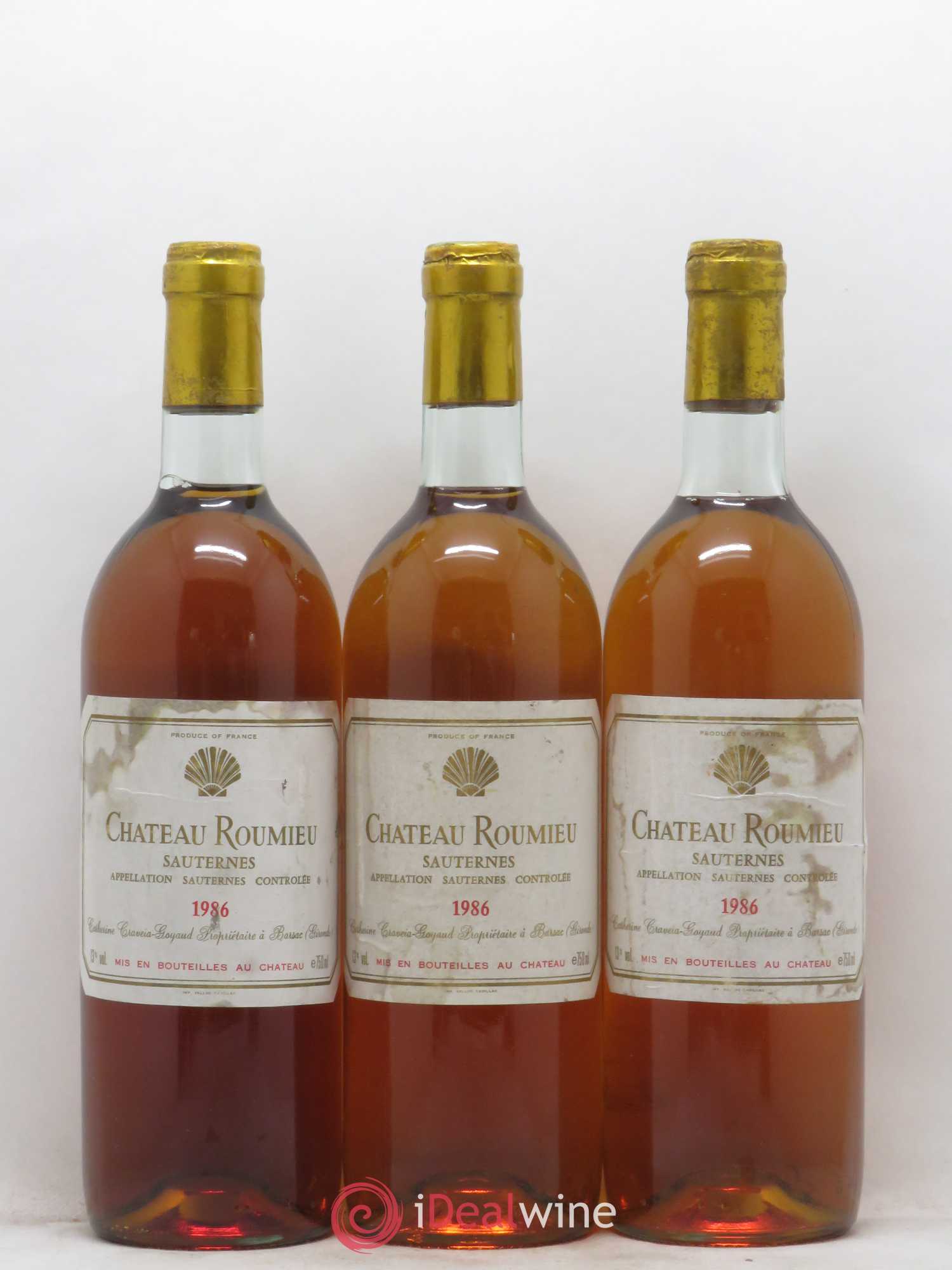 Sauternes Chateau Roumieu 1986 - Posten von 3 Flaschen - 0