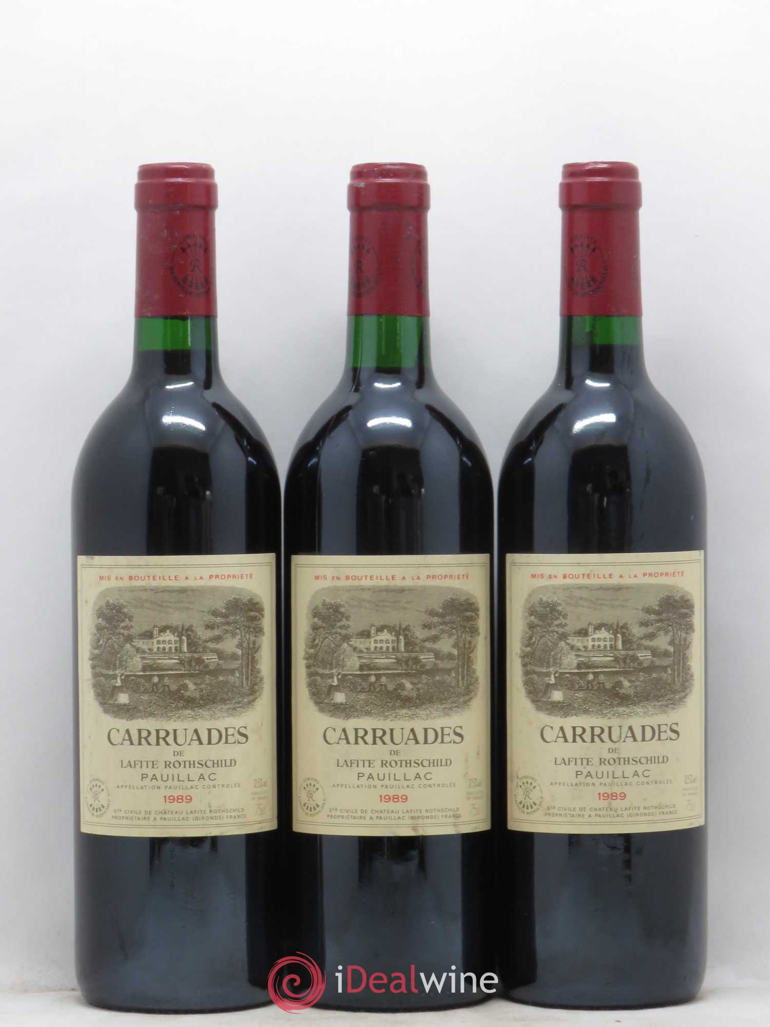 Carruades de Lafite Rothschild Second Vin 1989 - Lot de 3 bouteilles - 0