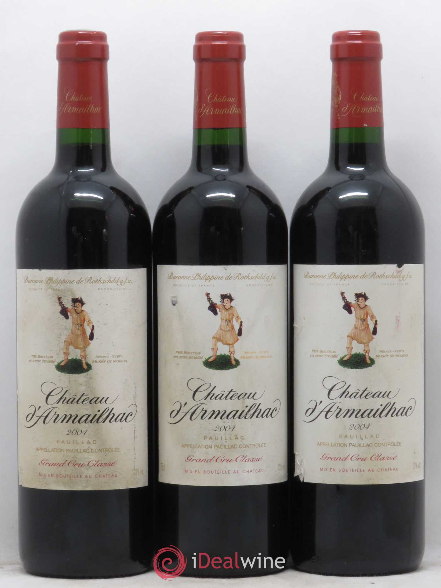 Château d' Armailhac - Mouton Baron(ne) Philippe 5ème Grand Cru Classé 2004 - Lot de 3 bouteilles - 0