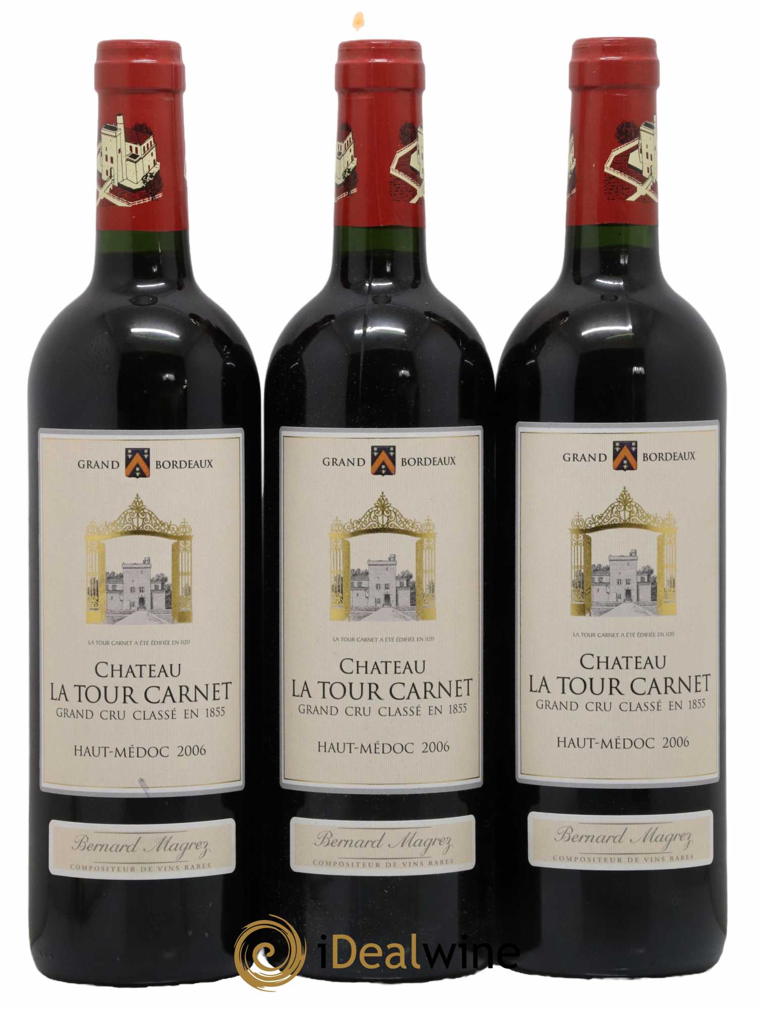 Château la Tour Carnet 4ème Grand Cru Classé 2006 - Lot de 3 bouteilles - 0