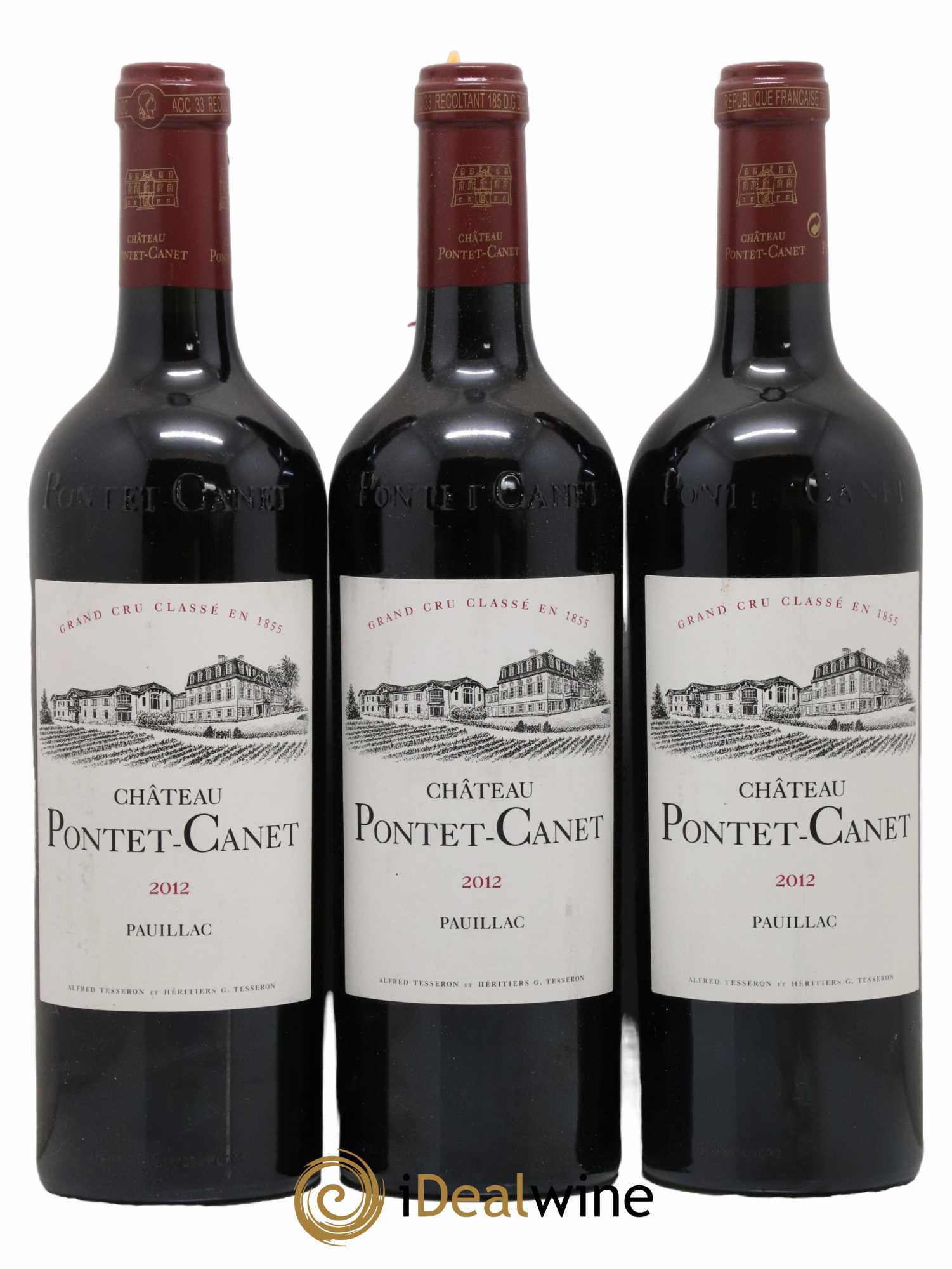 Château Pontet Canet 5ème Grand Cru Classé 2012 - Lot de 3 bouteilles - 0
