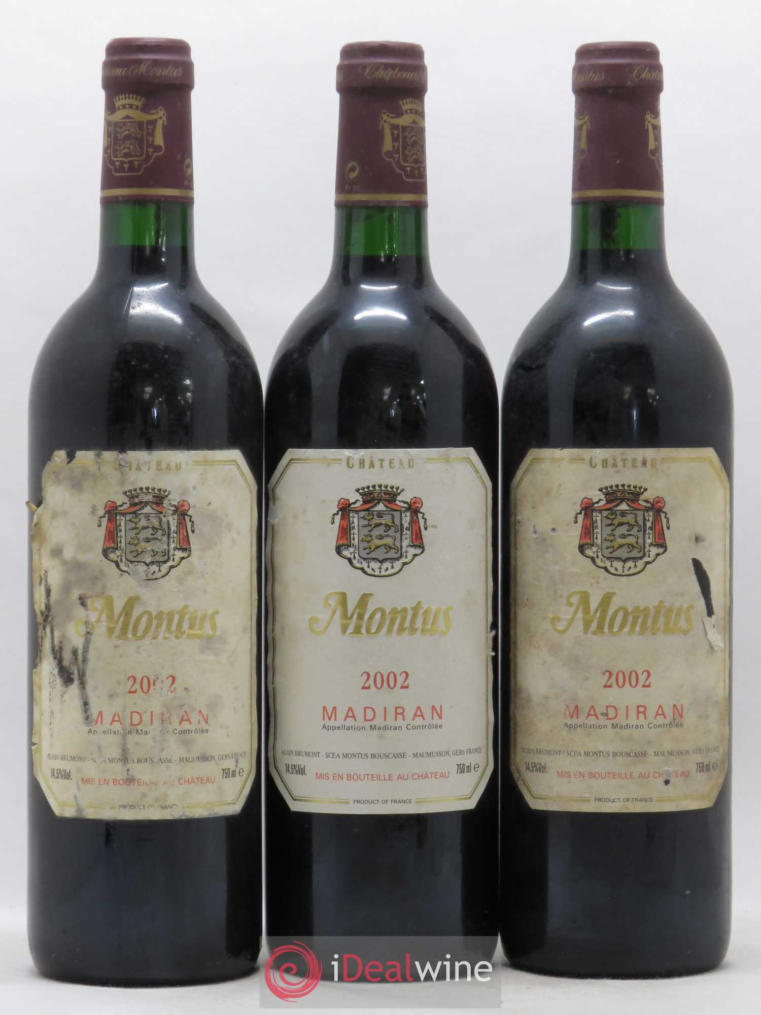 Madiran Château Montus Alain Brumont 2002 - Lot de 3 bouteilles - 0