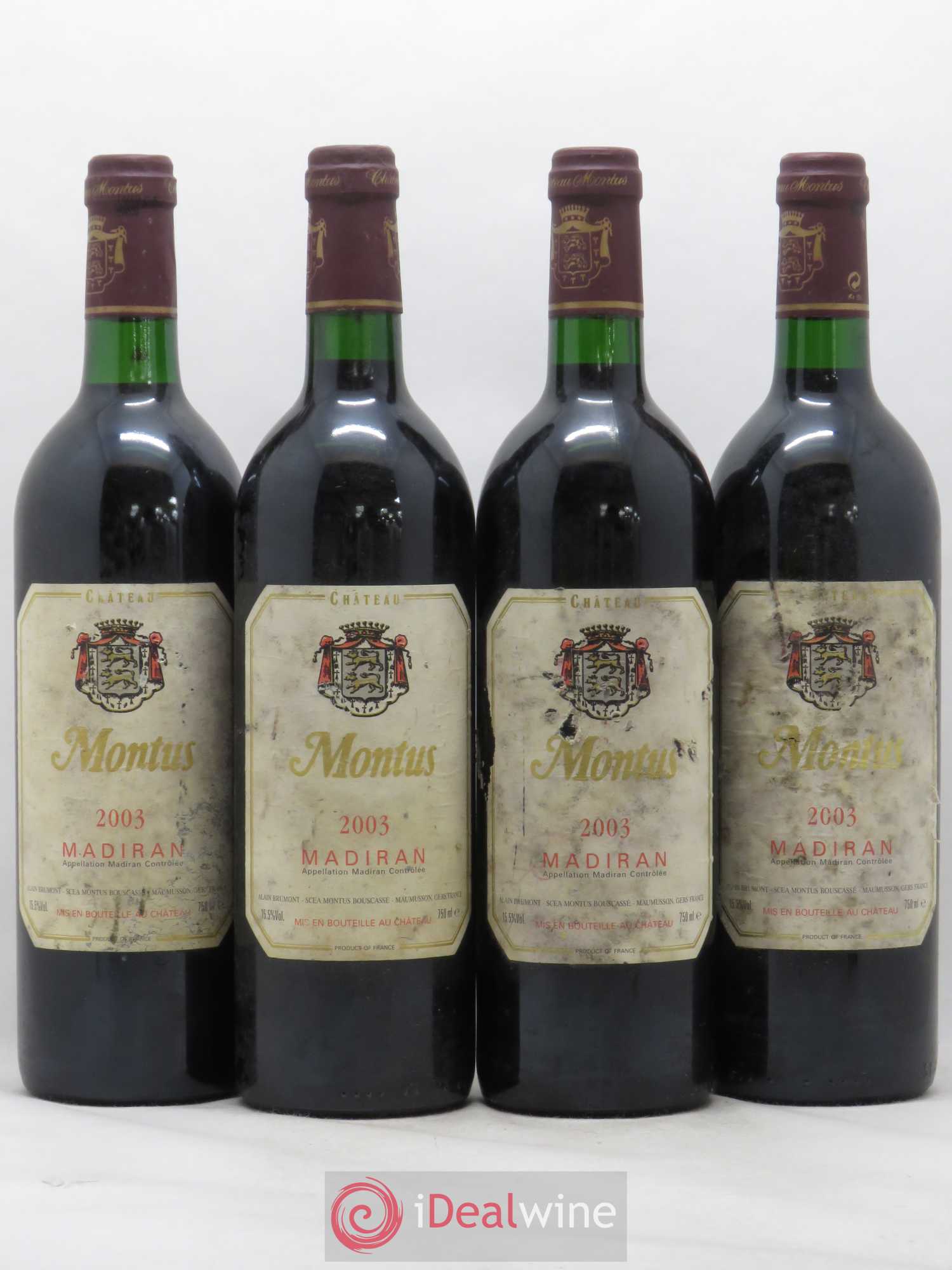 Madiran Château Montus Alain Brumont (sans prix de réserve) 2003 - Lot de 4 bouteilles - 0