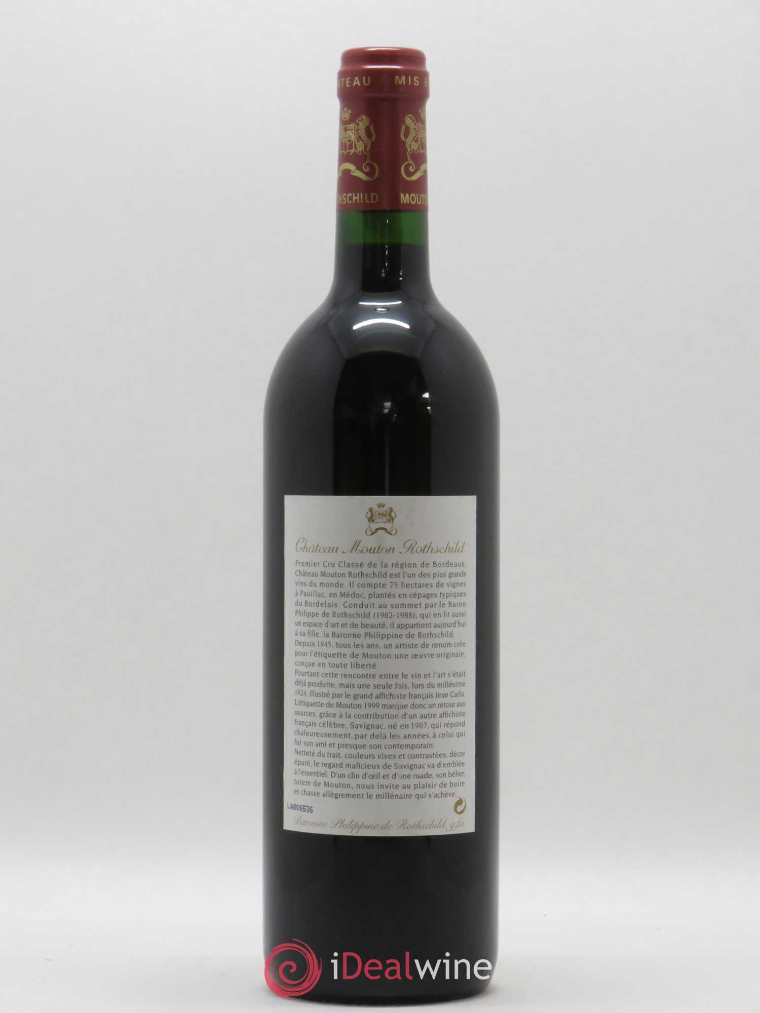 Château Mouton Rothschild 1er Grand Cru Classé 1999 - Lot de 1 bouteille - 1
