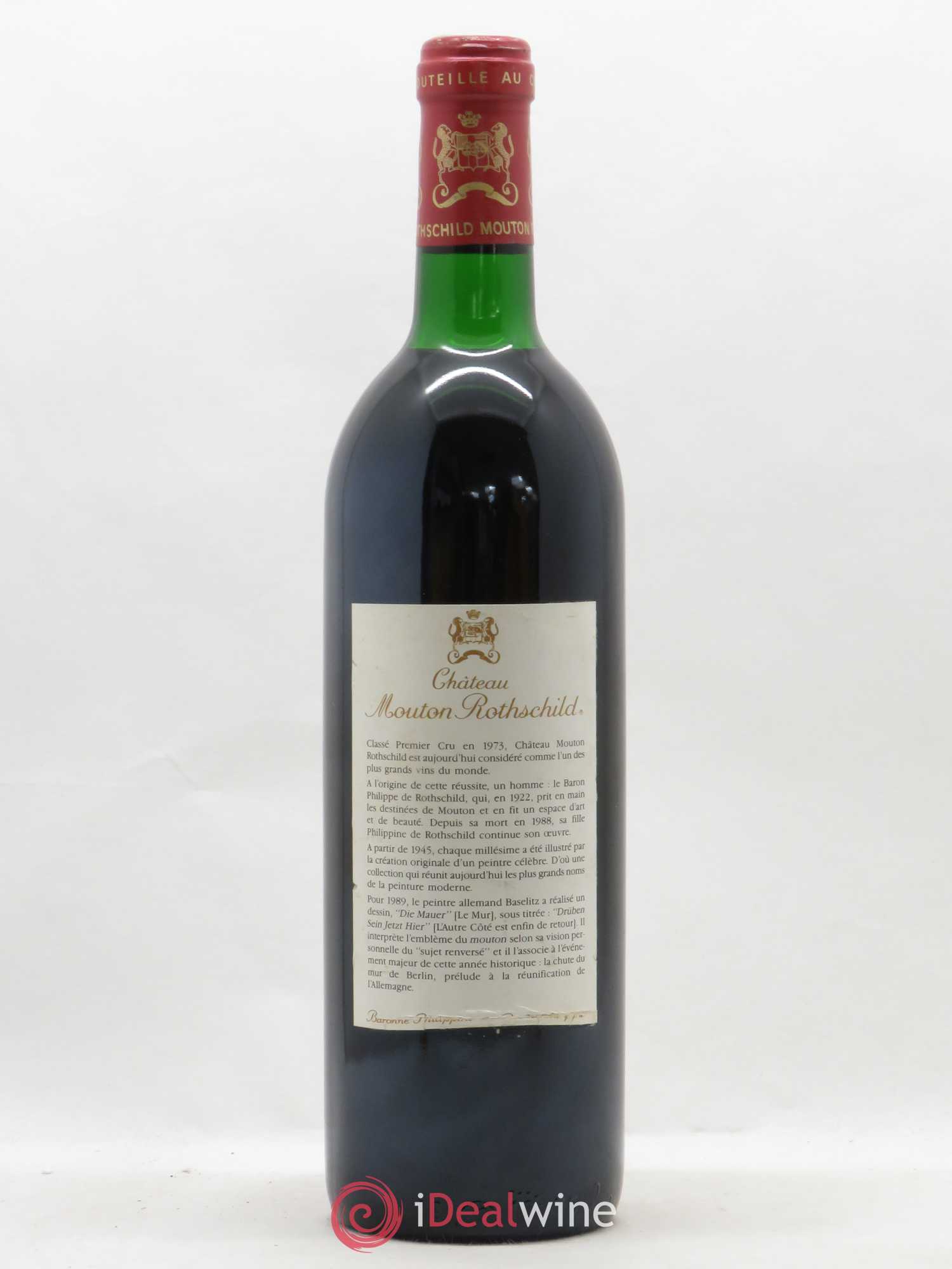 Château Mouton Rothschild 1er Grand Cru Classé 1989 - Lot de 1 bouteille - 1