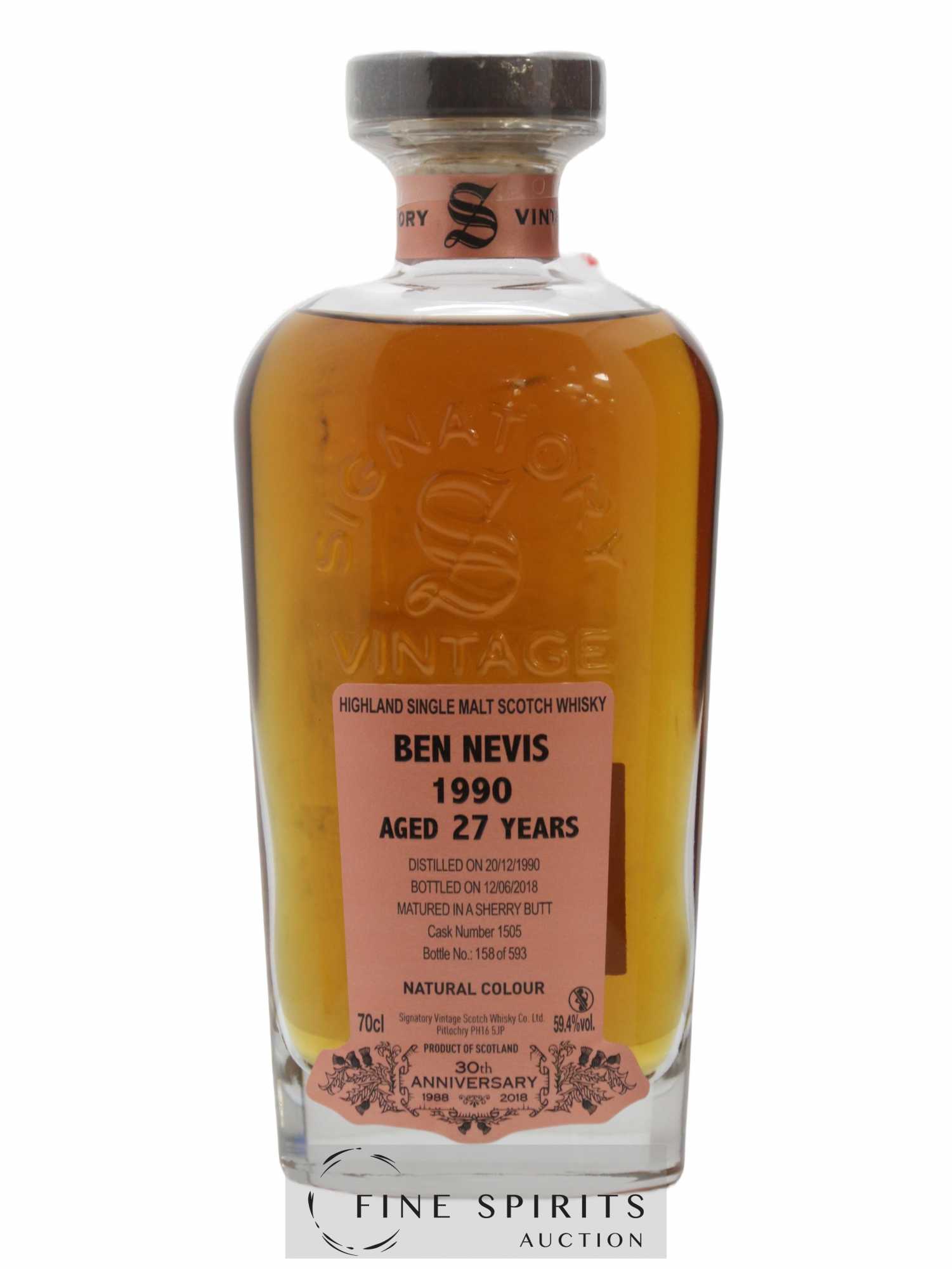 Ben Nevis 27 years 1990 Signatory Vintage 30th Anniversary Cask 1505 - Lotto di 1 bottiglia - 2
