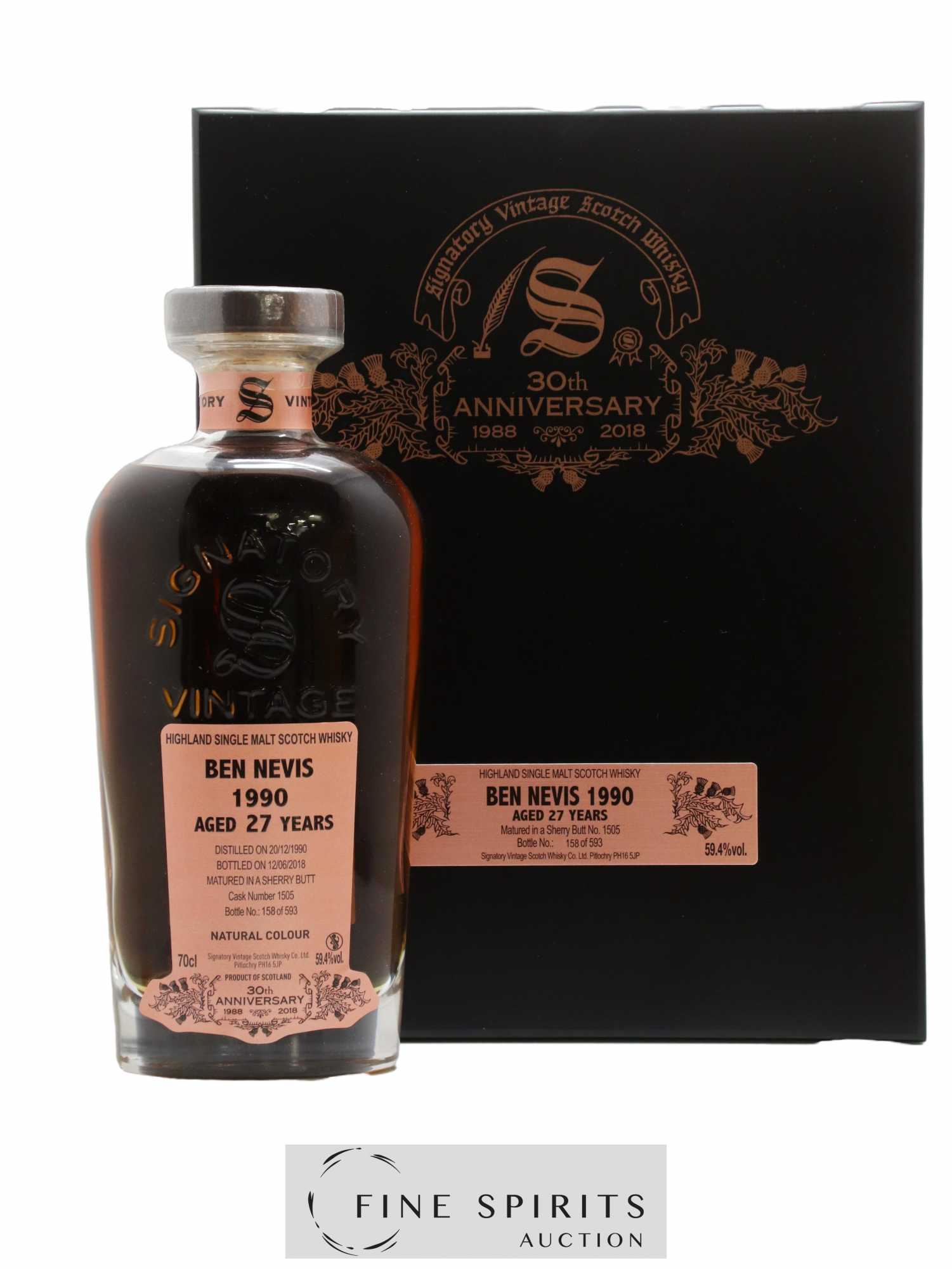 Ben Nevis 27 years 1990 Signatory Vintage 30th Anniversary Cask 1505 - Lotto di 1 bottiglia - 0