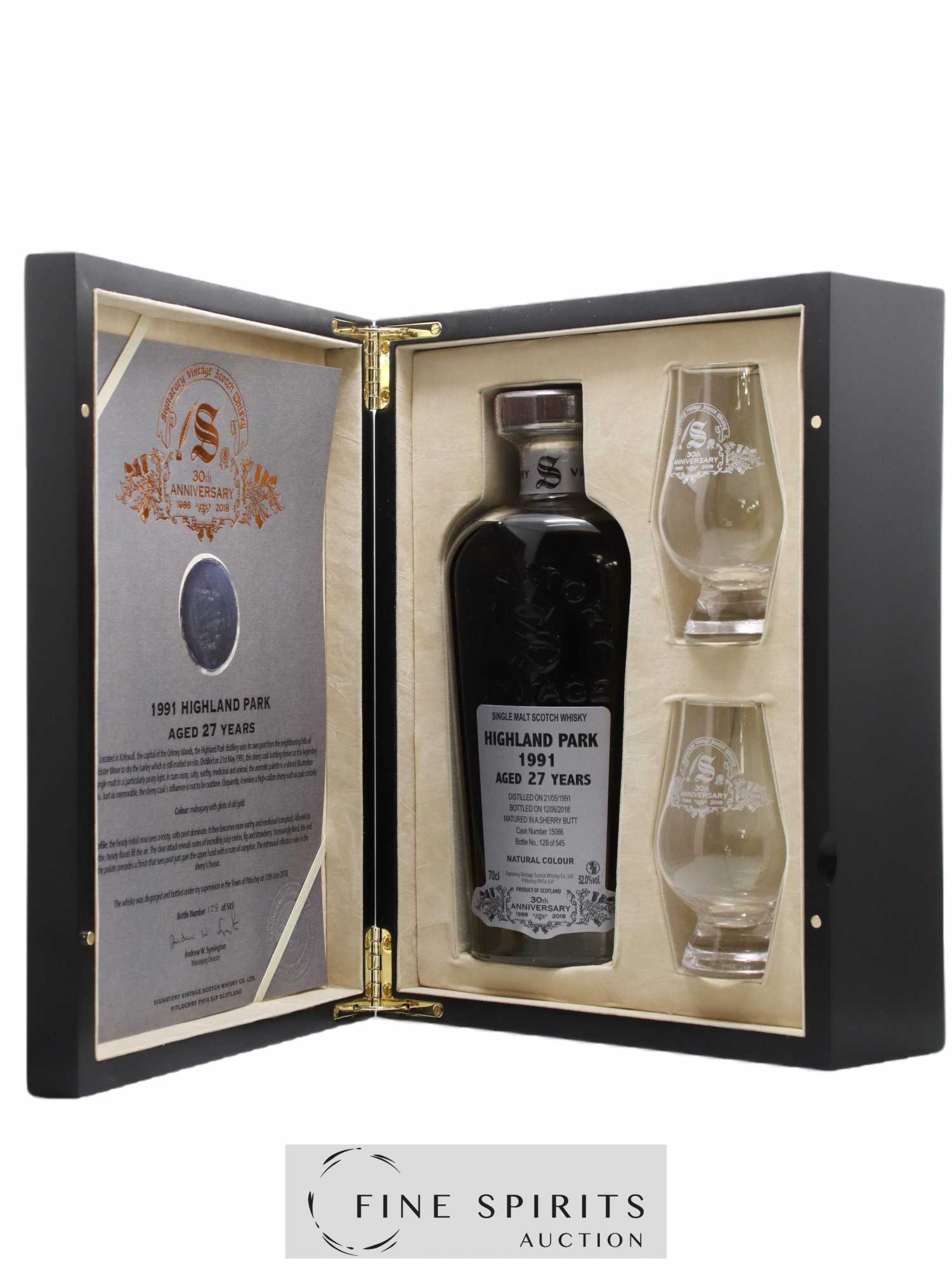 Highland Park 27 years 1991 Signatory Vintage Sherry But Cask n°15086 - One of 545 - bottled 2018 30th Anniversary - Lot of 1 bottle - 4