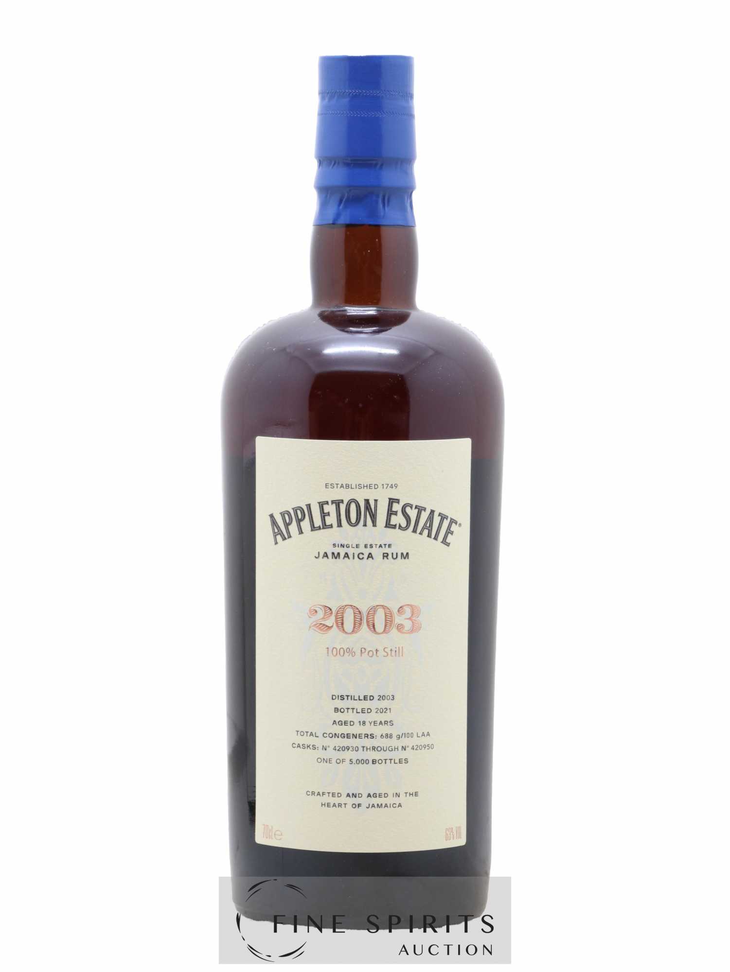Appleton Estate 18 years 2003 Of. Pot Still Cask n°420930 through n°420950 - One of 5000 - bottled 2021 Hearts Collection - Lot de 1 bouteille - 1