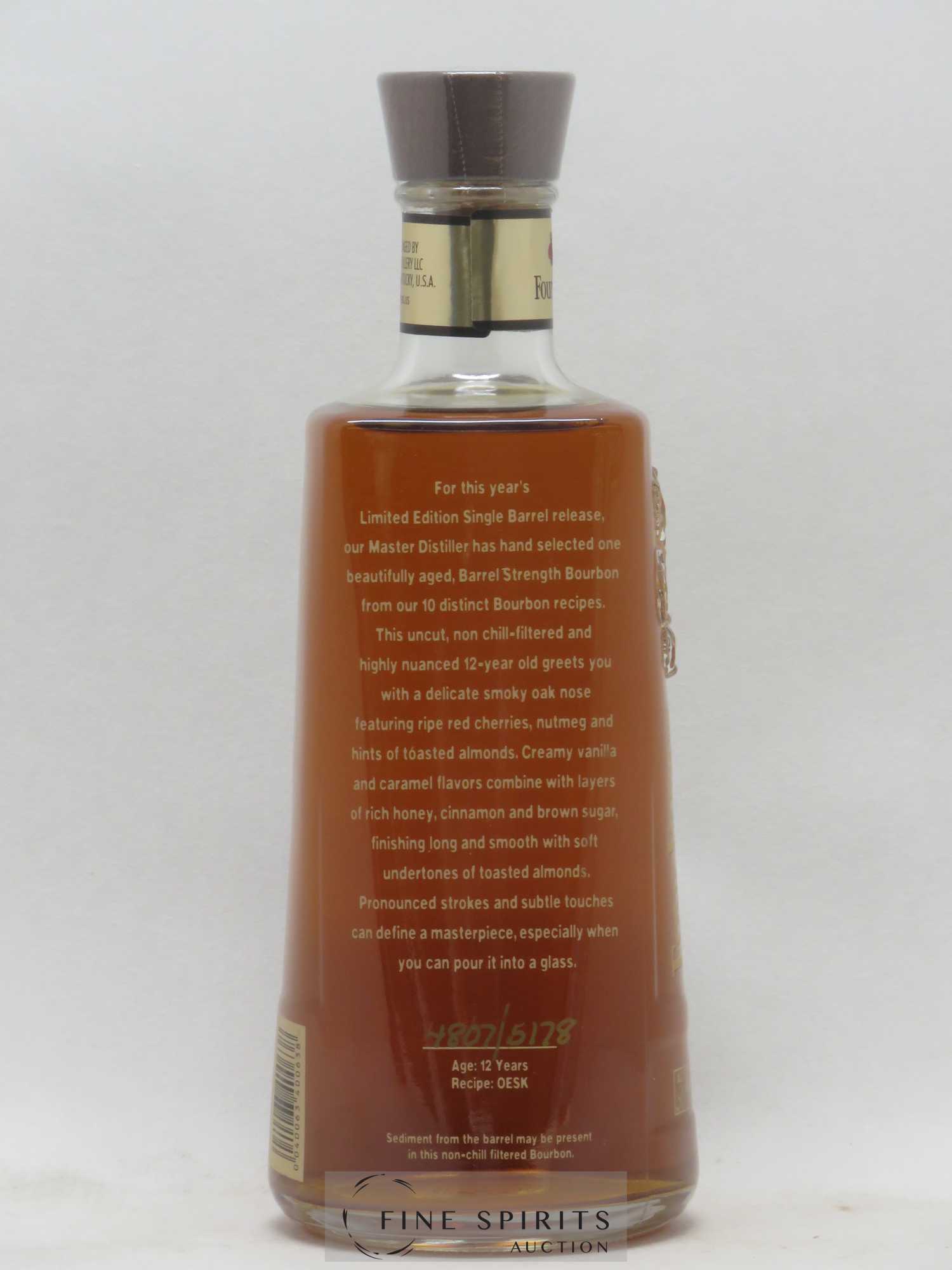 Four Roses 12 years Of. Single Barrel Barrel Strength n° 81-2E - One of 5178 - 2012 Release Limited Edition - Lot de 1 bouteille - 1