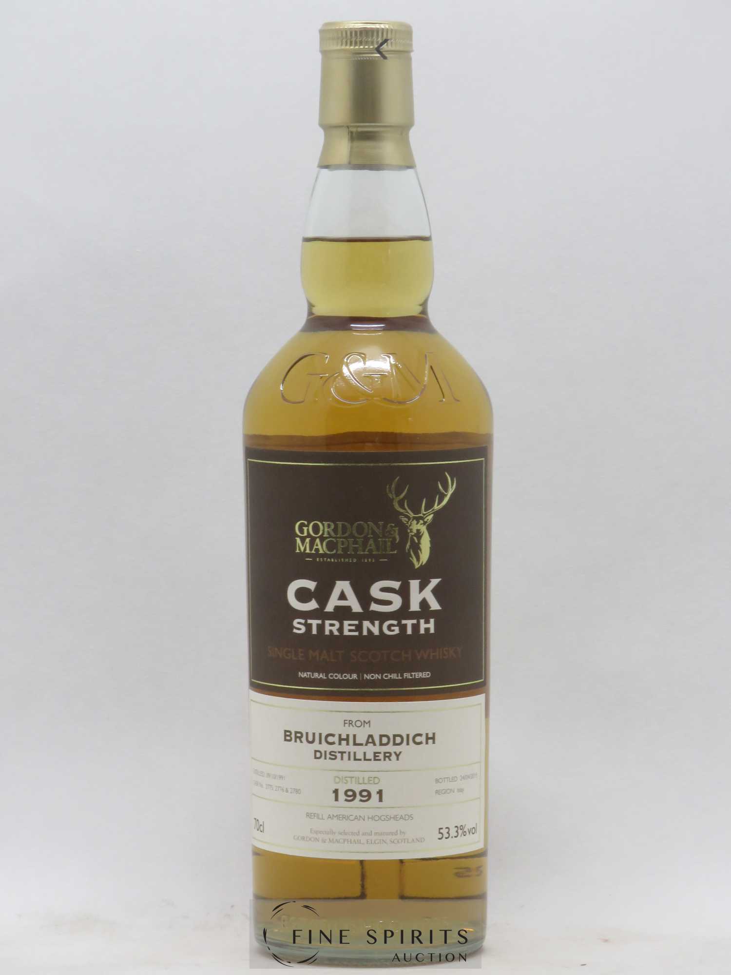 Bruichladdich 1991 Gordon & MacPhail Refill American Hogsheads - Cask n°2775-76-80 - bottled 2015 Cask Strength - Lotto di 1 bottiglia - 1