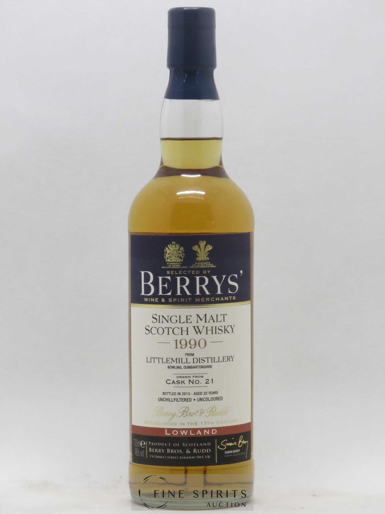 Littlemill 22 years 1990 Berry Bros & Rudd Cask n°21 - bottled 2013 Unchillfiltered - Lot de 1 bouteille - 1