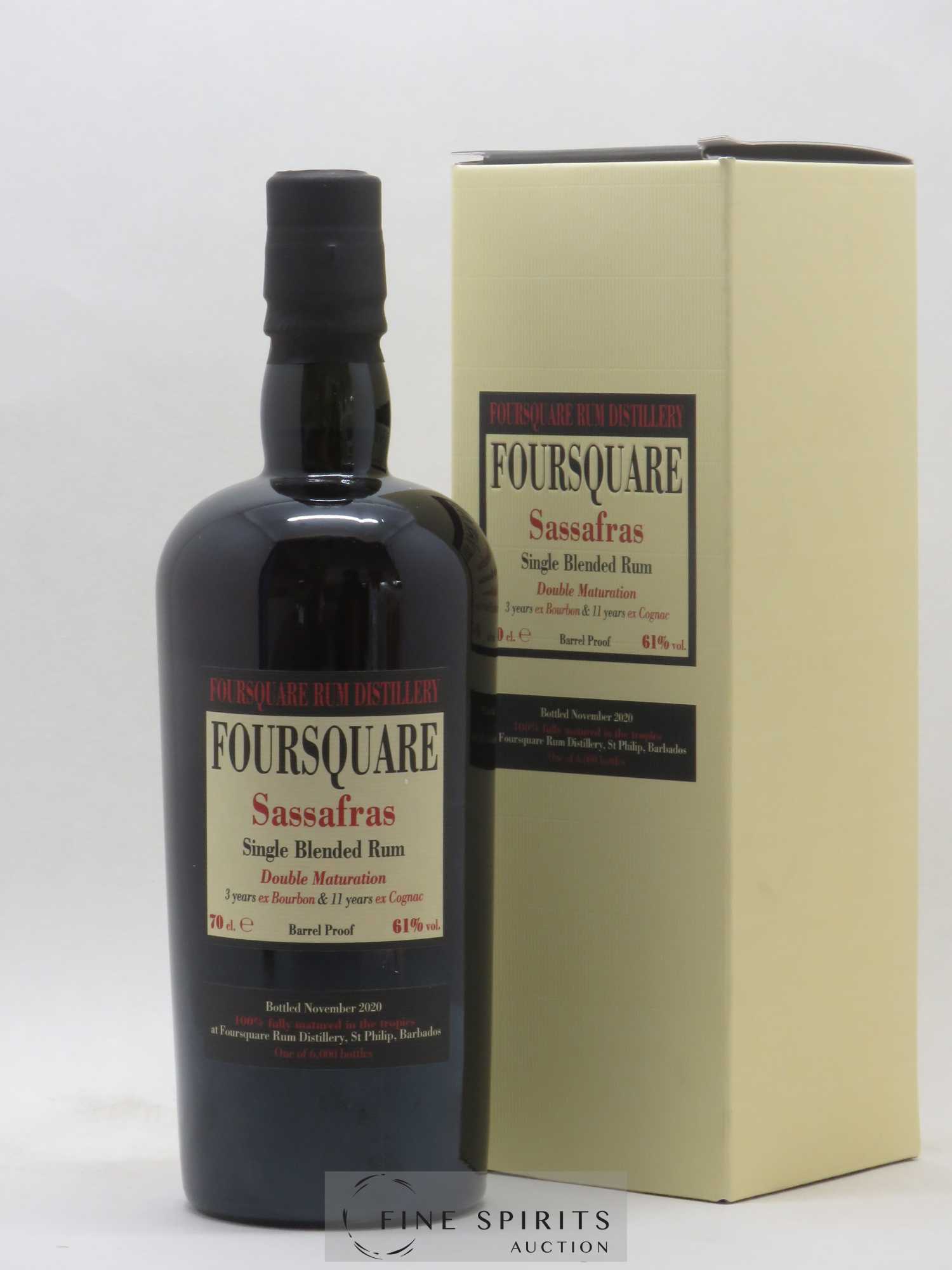 Foursquare Of. Sassafras Barrel Proof - One of 6000 - bottled 2020 Double Maturation - Lot de 1 bouteille - 0