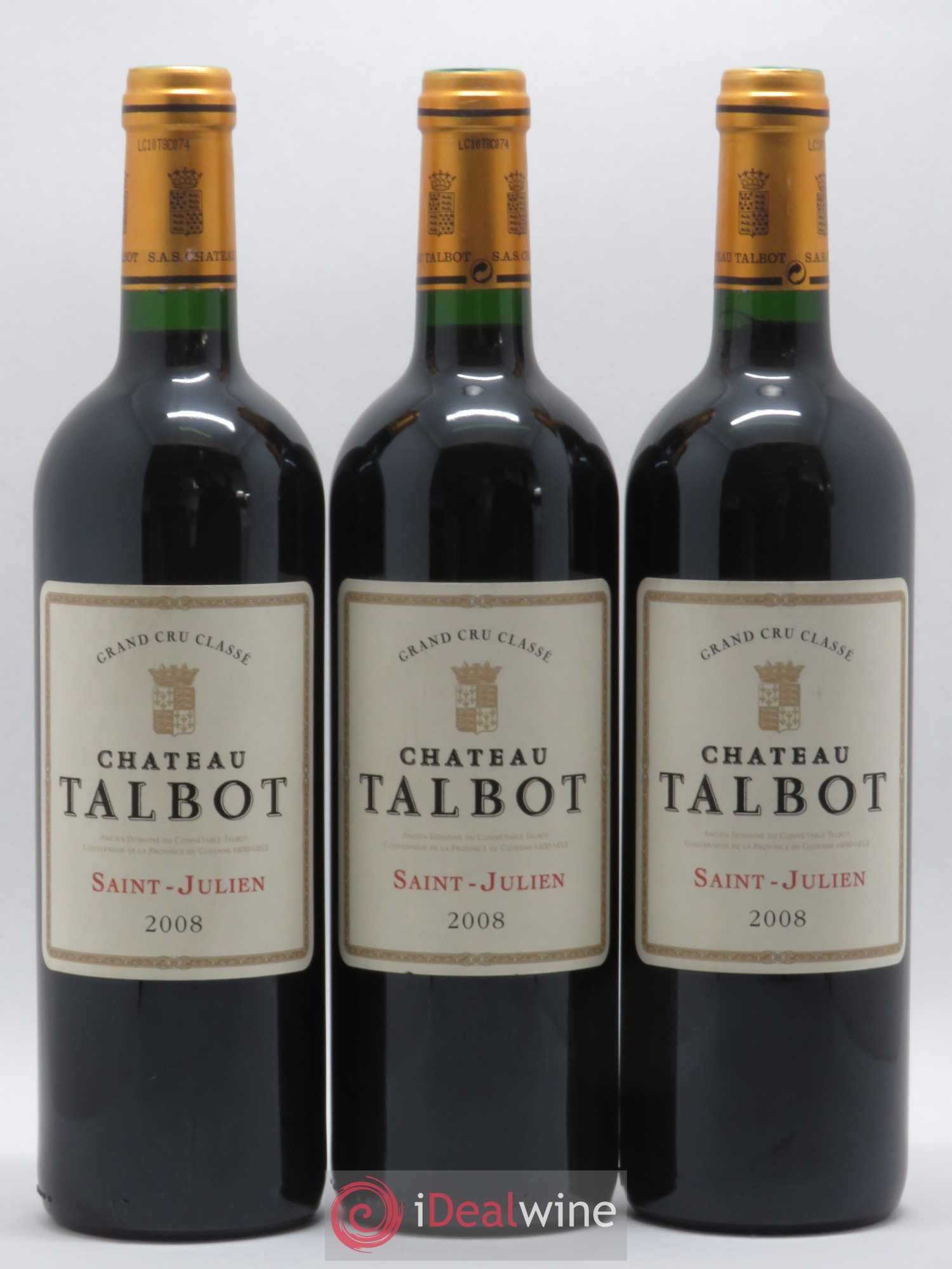 Château Talbot 4ème Grand Cru Classé 2008 - Lot de 3 bouteilles - 0