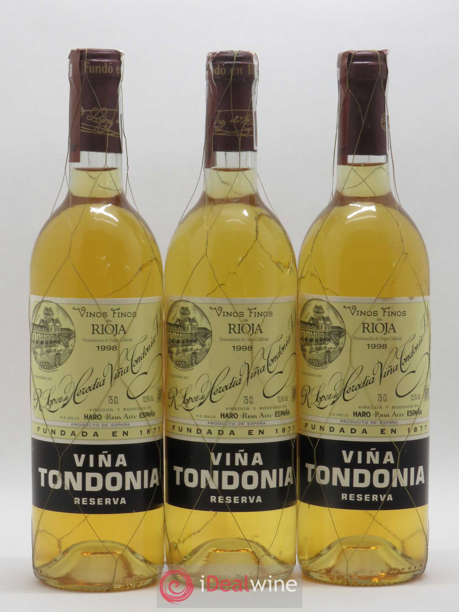 Rioja DOCA Reserva Vina Tondonia R. Lopez de Heredia 1998 - Lot de 3 bouteilles - 0