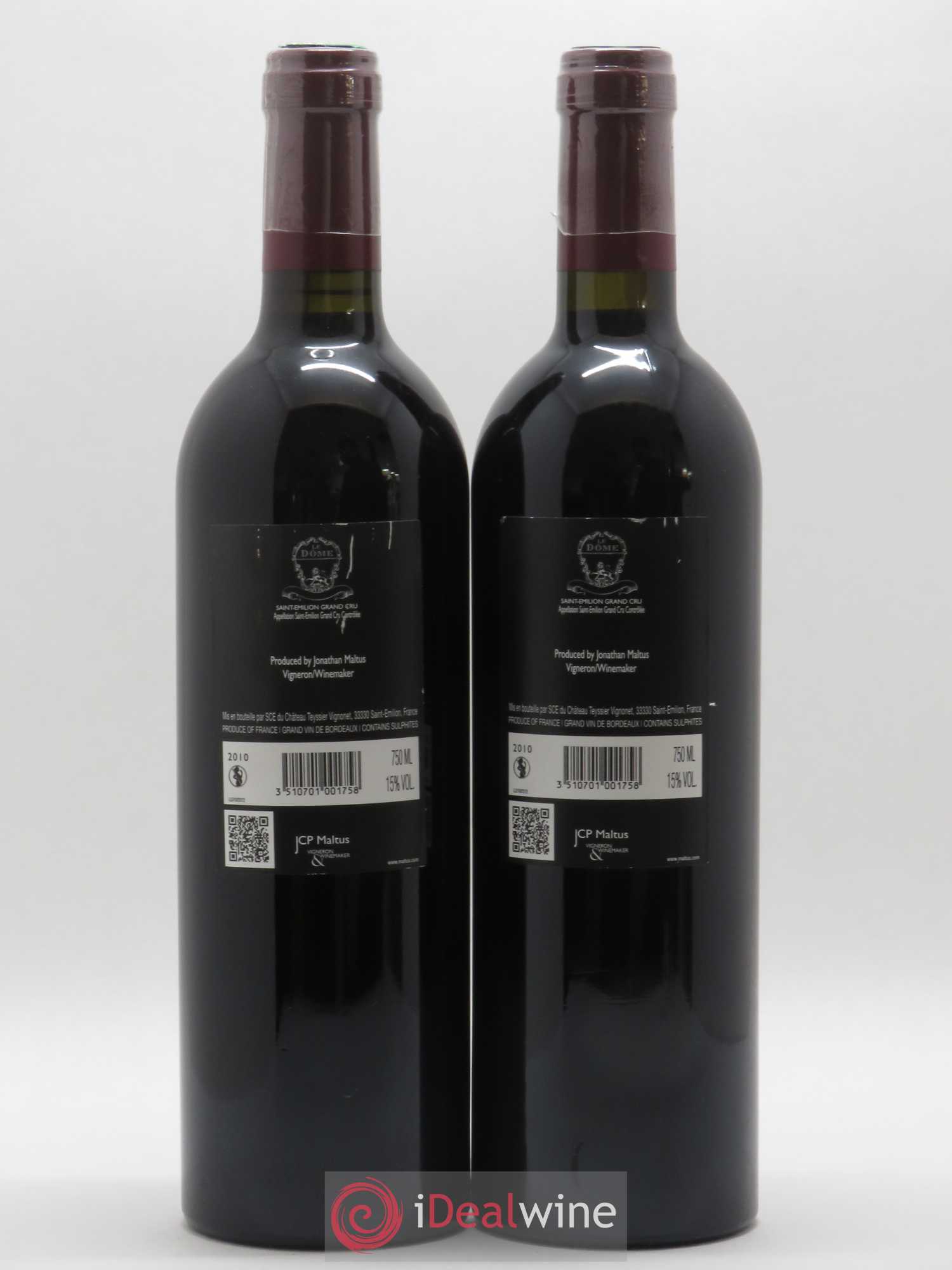 Saint-Émilion Grand Cru Le Dôme Château Tessier 2010 - Posten von 2 Flaschen - 1