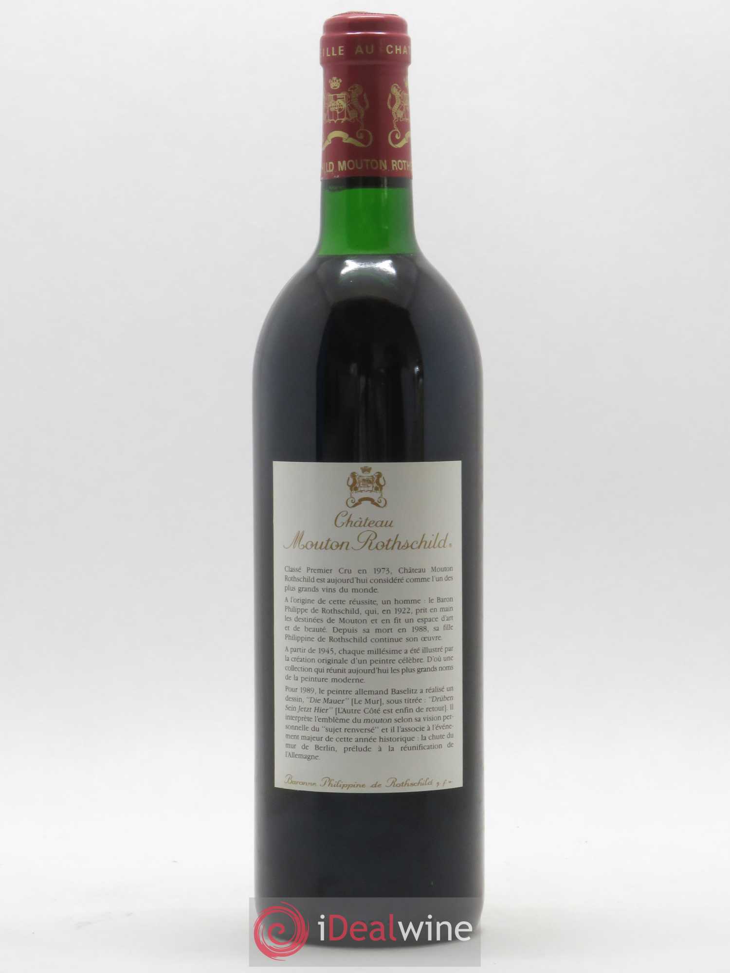 Château Mouton Rothschild 1er Grand Cru Classé 1989 - Lot de 1 bouteille - 1
