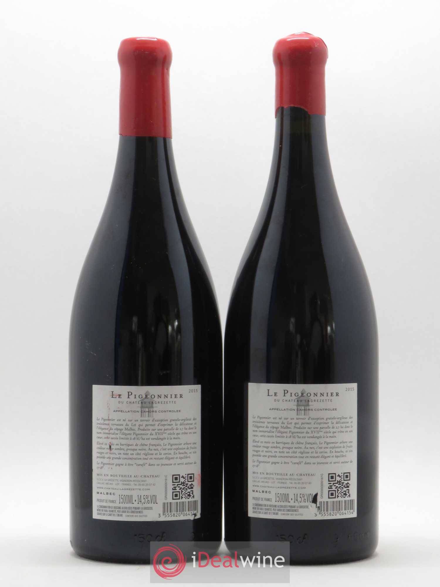 Cahors Château Lagrezette Le Pigeonnier Alain Dominique Perrin 2015 - Lot de 2 magnums - 1