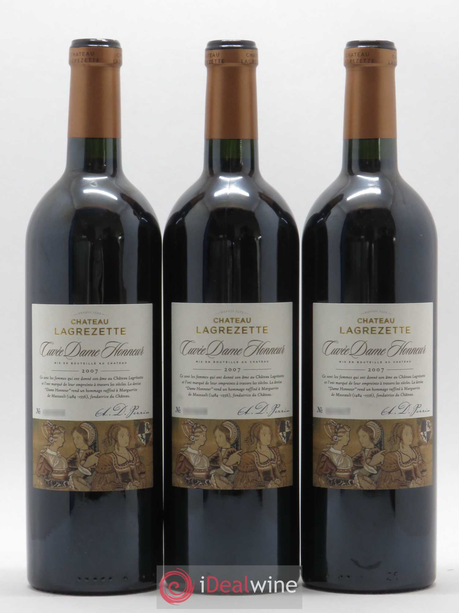 Cahors Château Lagrezette Dame Honneur 2007 - Posten von 3 Flaschen - 0