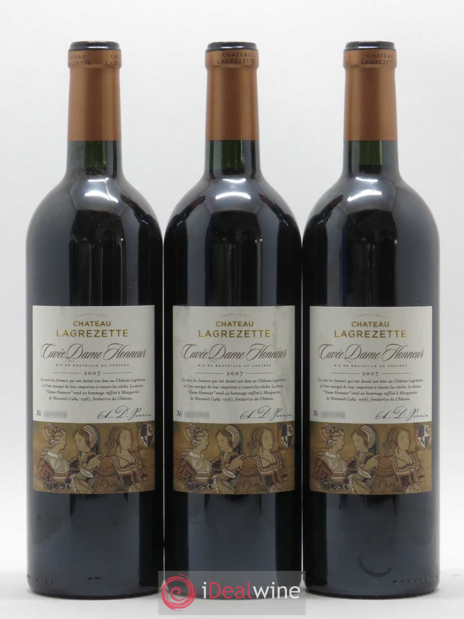 Cahors Château Lagrezette Dame Honneur 2007 - Lot de 3 bouteilles - 0