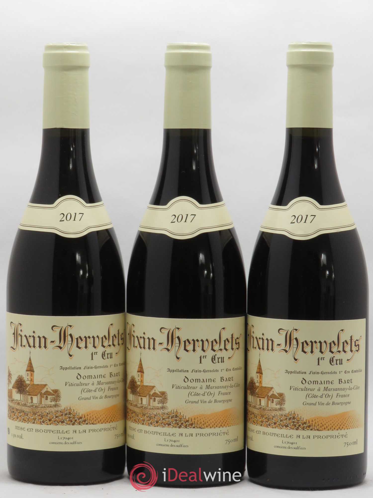 Fixin 1er Cru Hervelets Bart (Domaine) 2017 - Lot de 3 bouteilles - 0