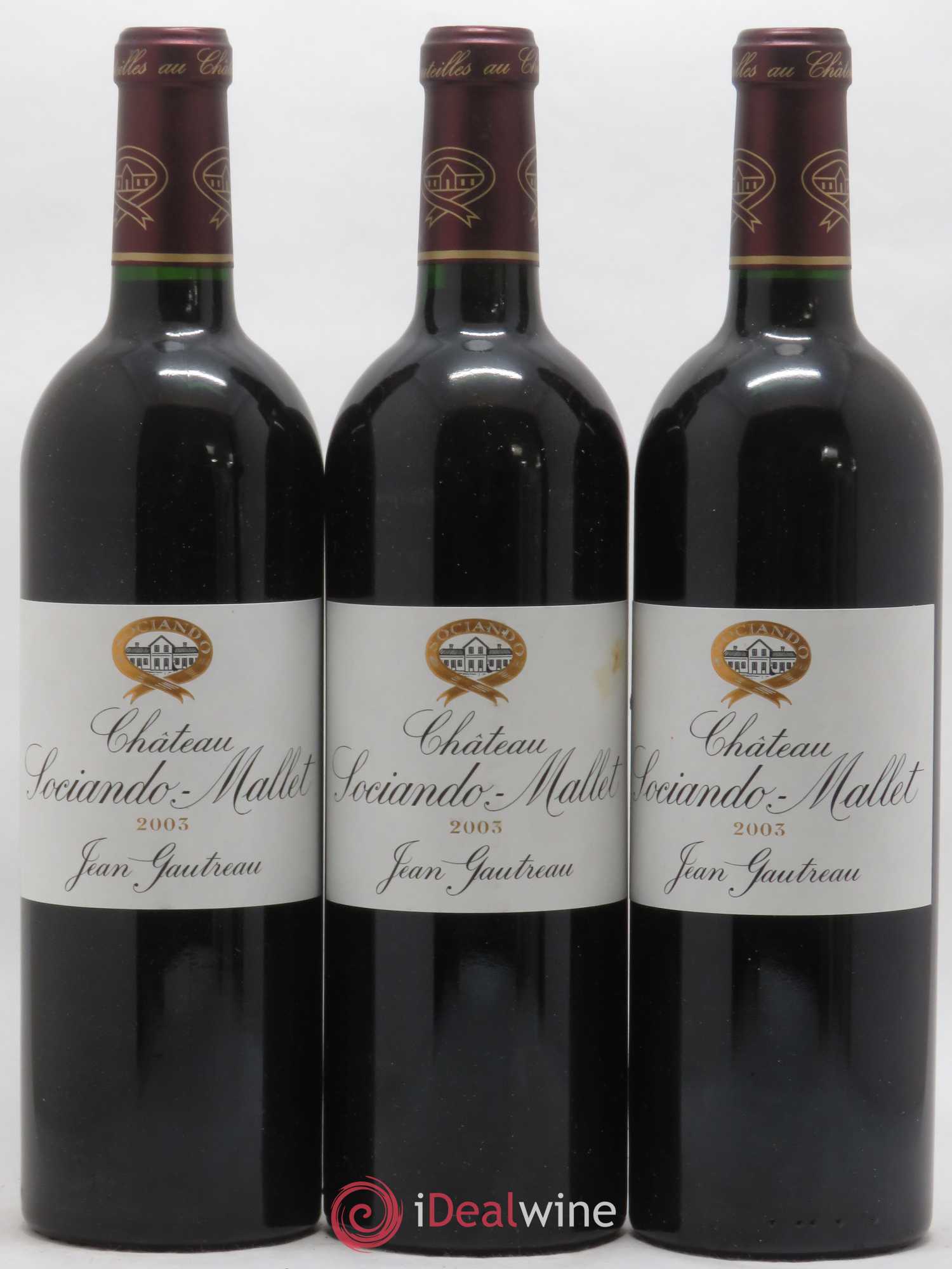 Château Sociando Mallet 2003 - Lot de 3 bouteilles - 0