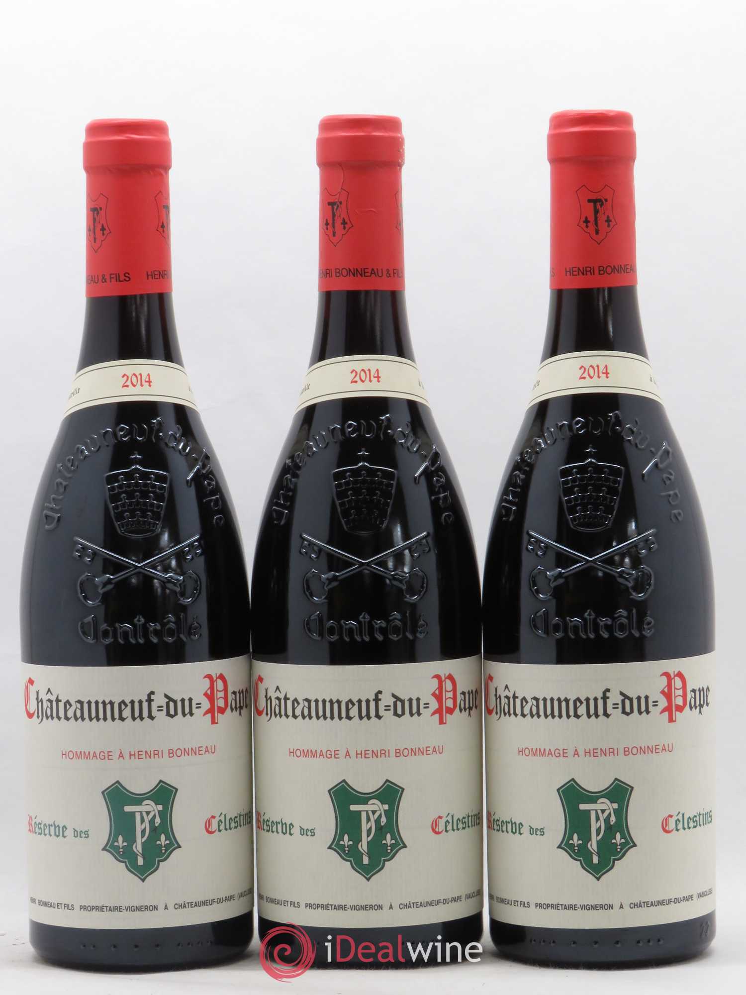 Châteauneuf-du-Pape Réserve des Célestins Henri Bonneau & Fils Hommage à Henri Bonneau 2014 - Lot de 3 bouteilles - 0