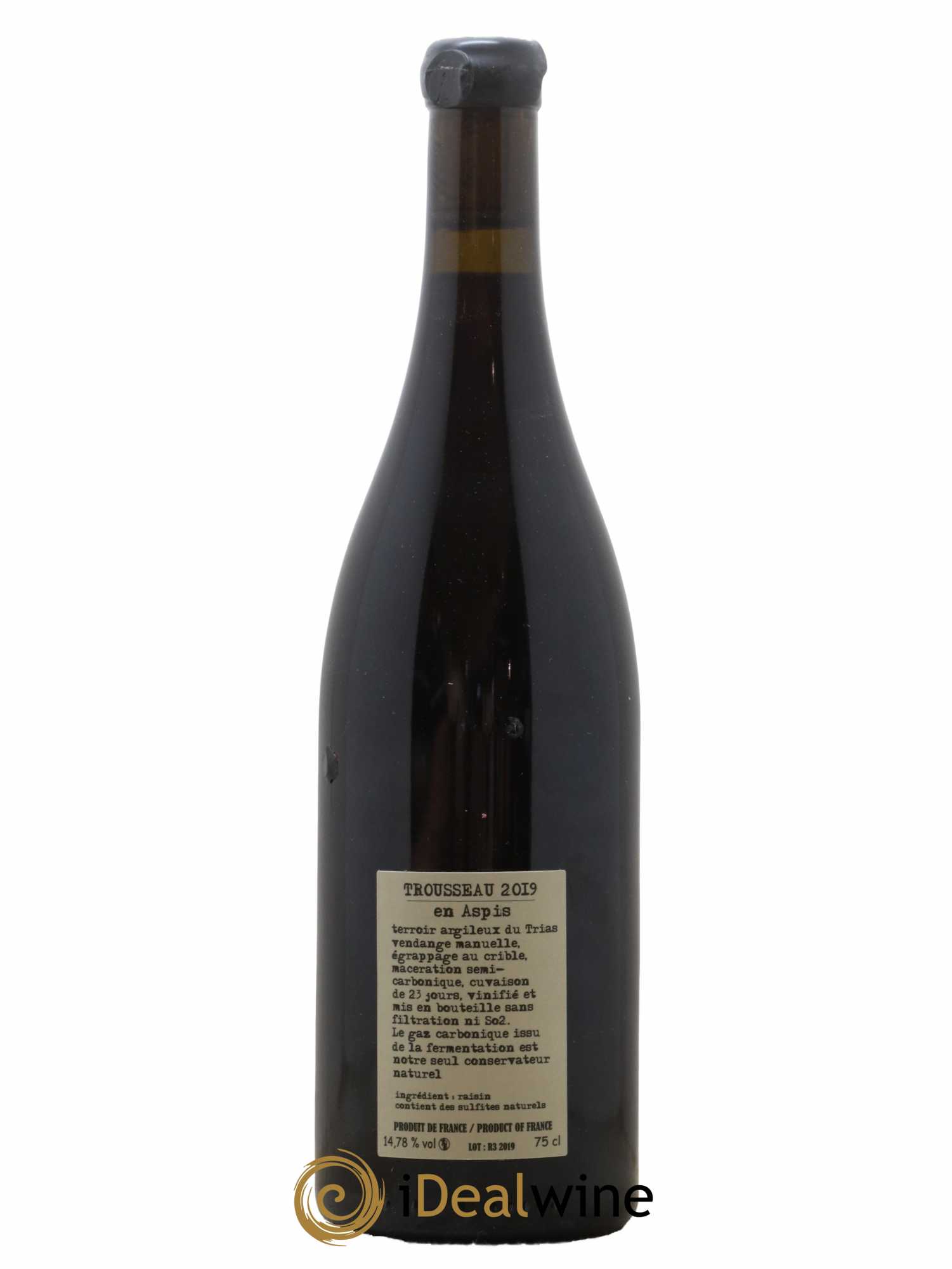 Arbois Pupillin Trousseau En Aspis  Adeline Houillon & Renaud Bruyère 2019 - Lot of 1 bottle - 1