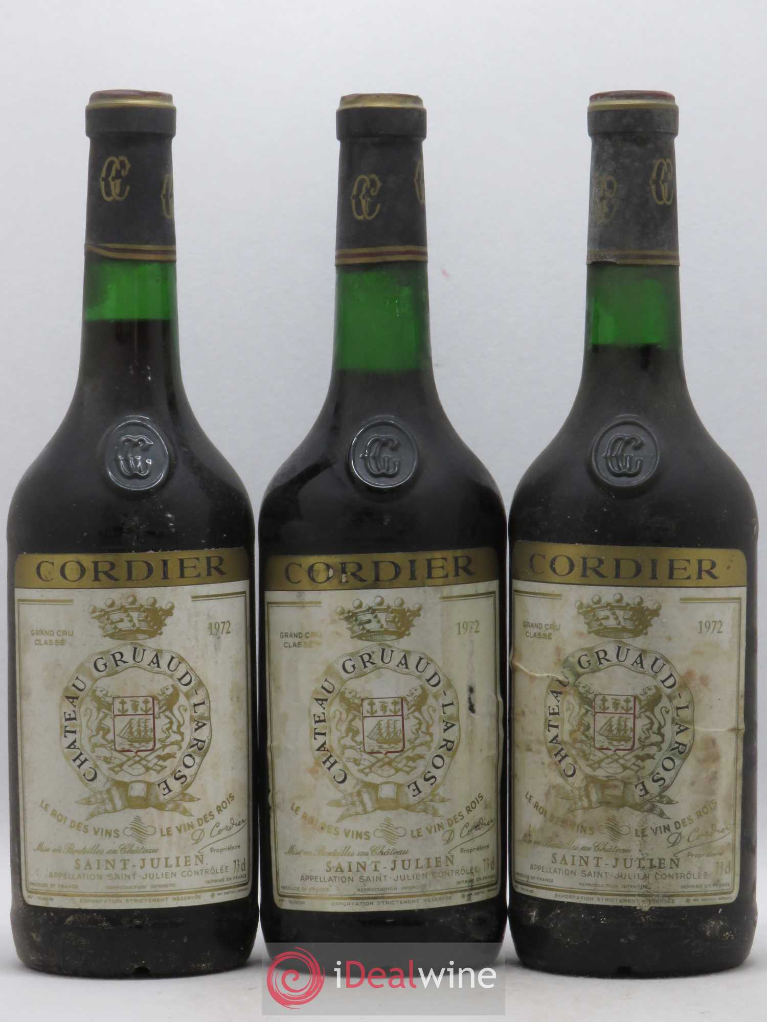 Château Gruaud Larose 2ème Grand Cru Classé 1972 - Lot de 3 bouteilles - 0