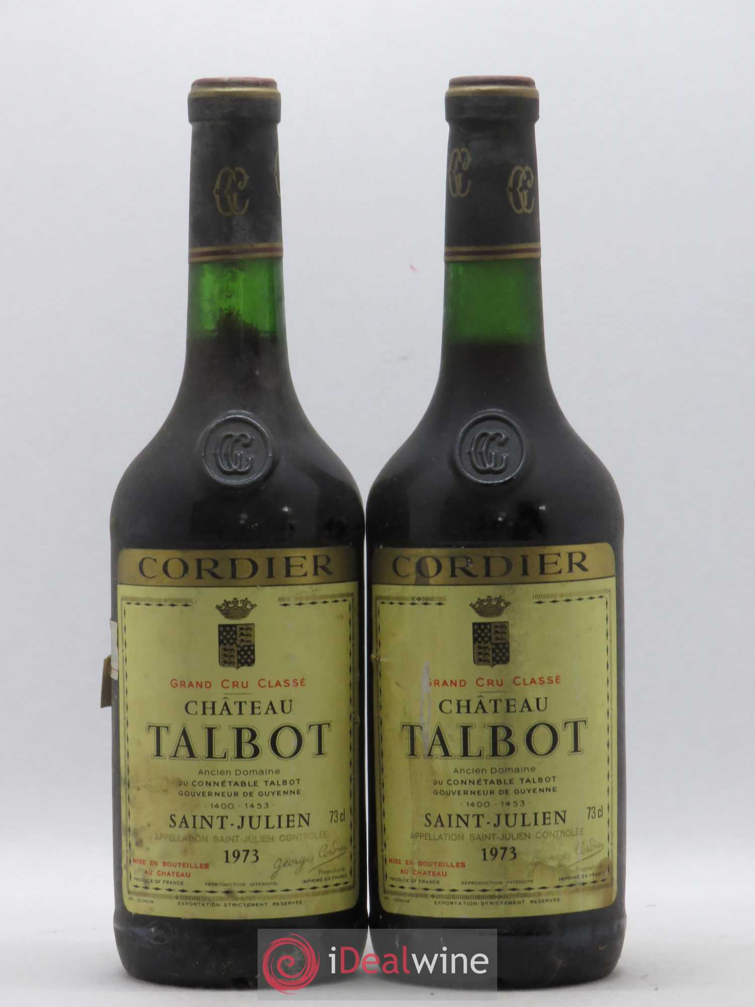 Château Talbot 4ème Grand Cru Classé 1973 - Lot de 2 bouteilles - 0