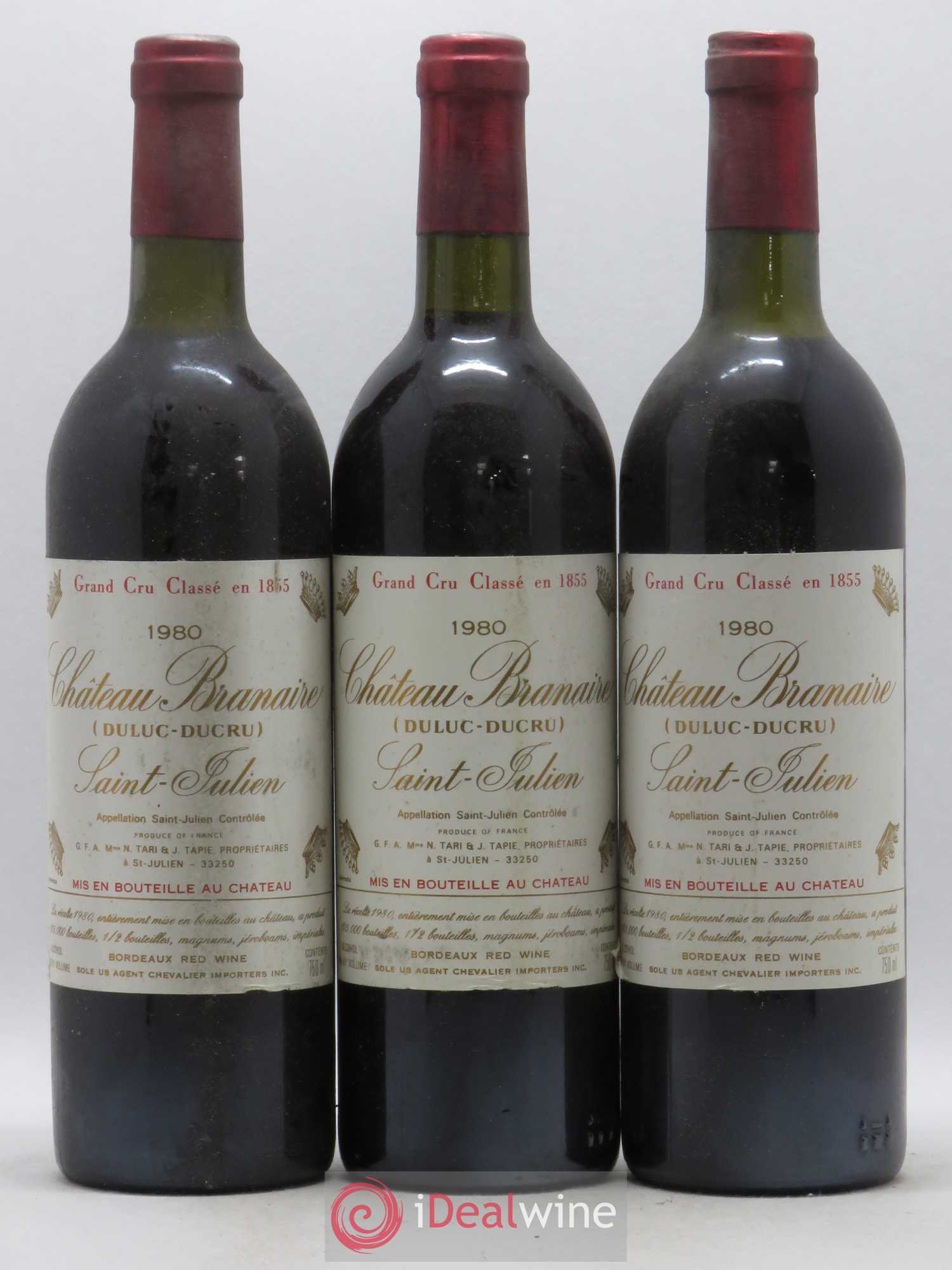 Château Branaire Ducru 4ème Grand Cru Classé 1980 - Lot de 3 bouteilles - 0