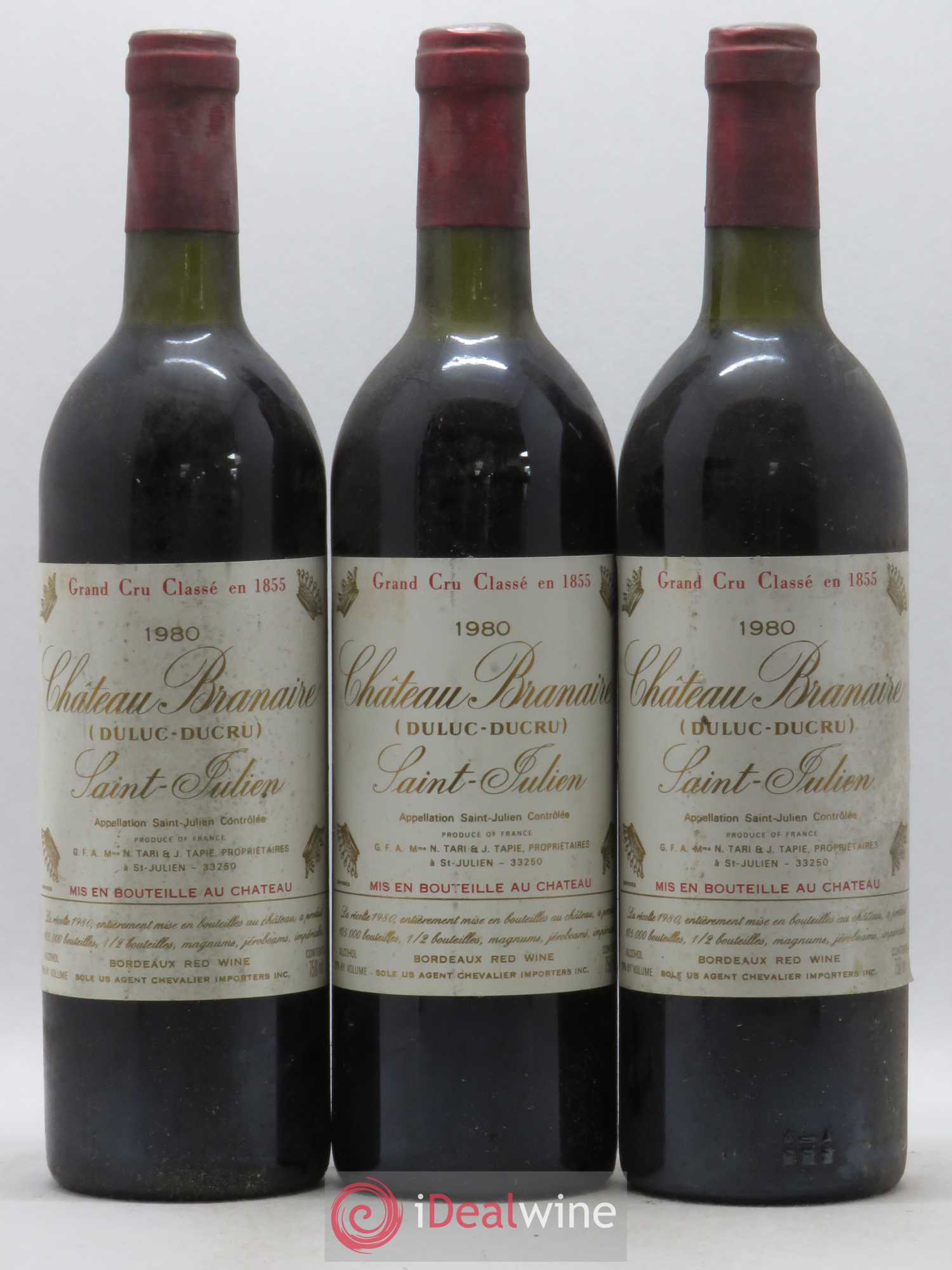 Château Branaire Ducru 4ème Grand Cru Classé 1980 - Lot de 3 bouteilles - 0