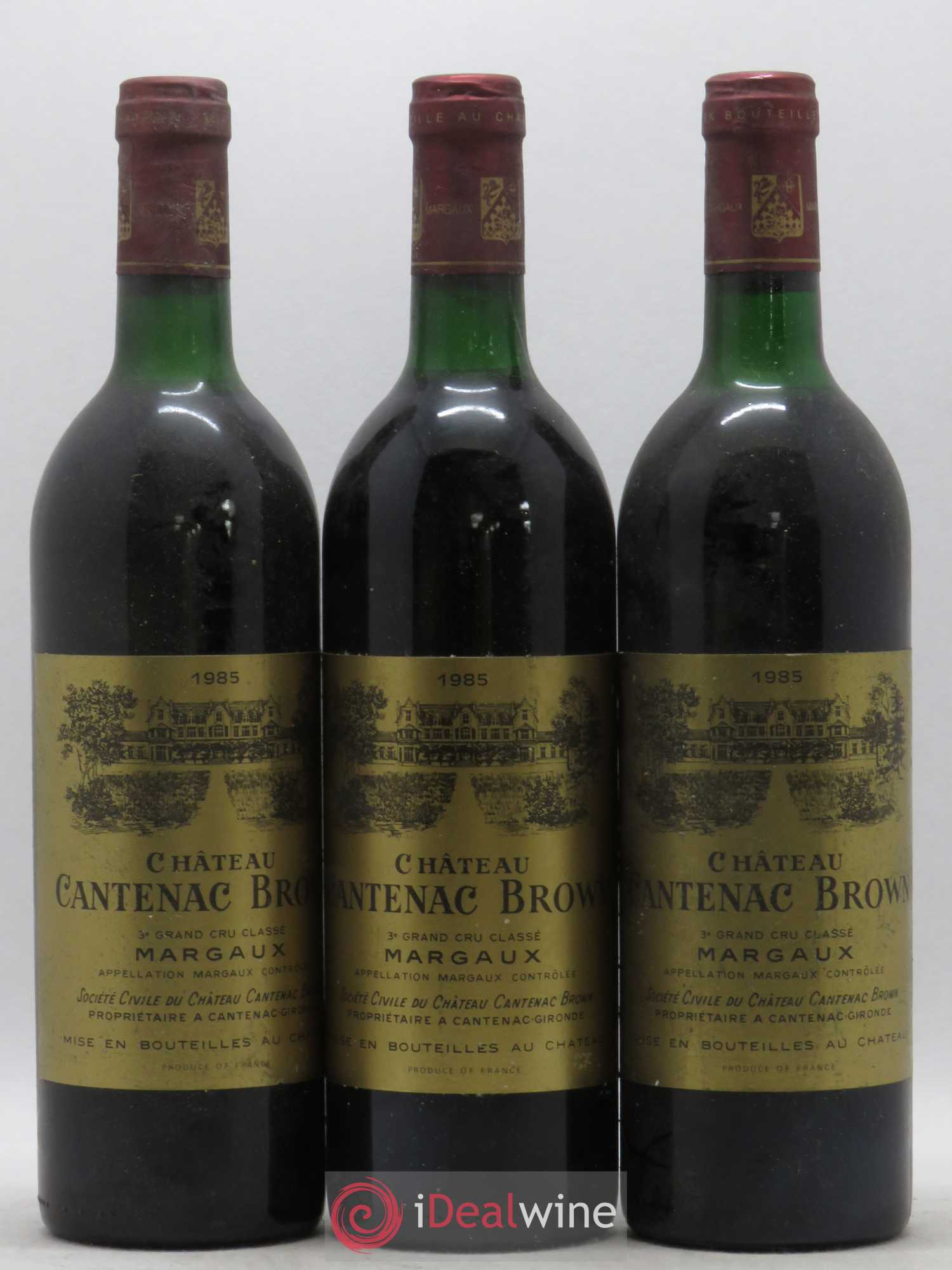 Château Cantenac Brown 3ème Grand Cru Classé 1985 - Lot de 3 bouteilles - 0