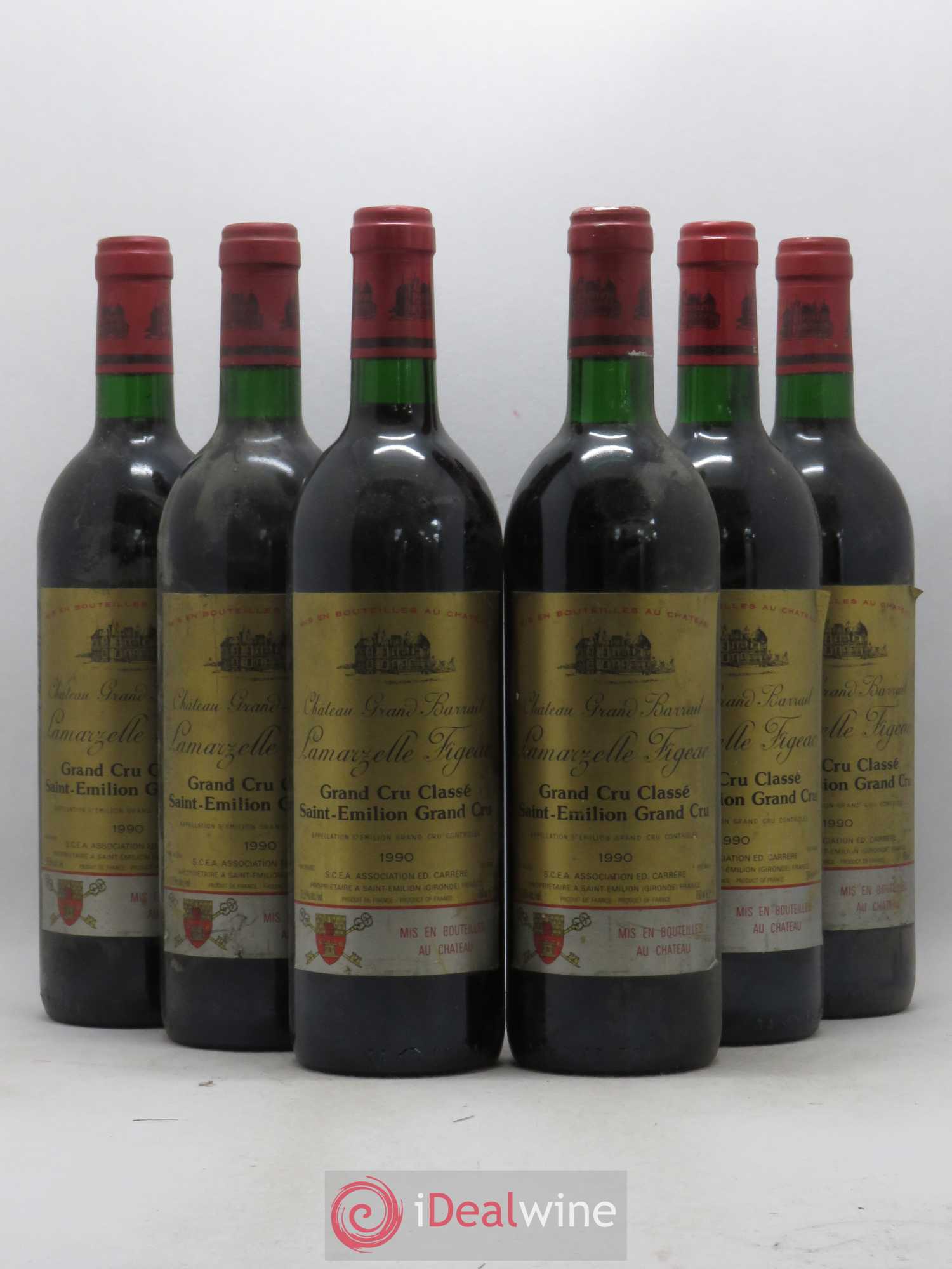 Château Grand Barrail Lamarzelle Figeac Grand Cru Classé 1990 - Lot de 6 bouteilles - 0