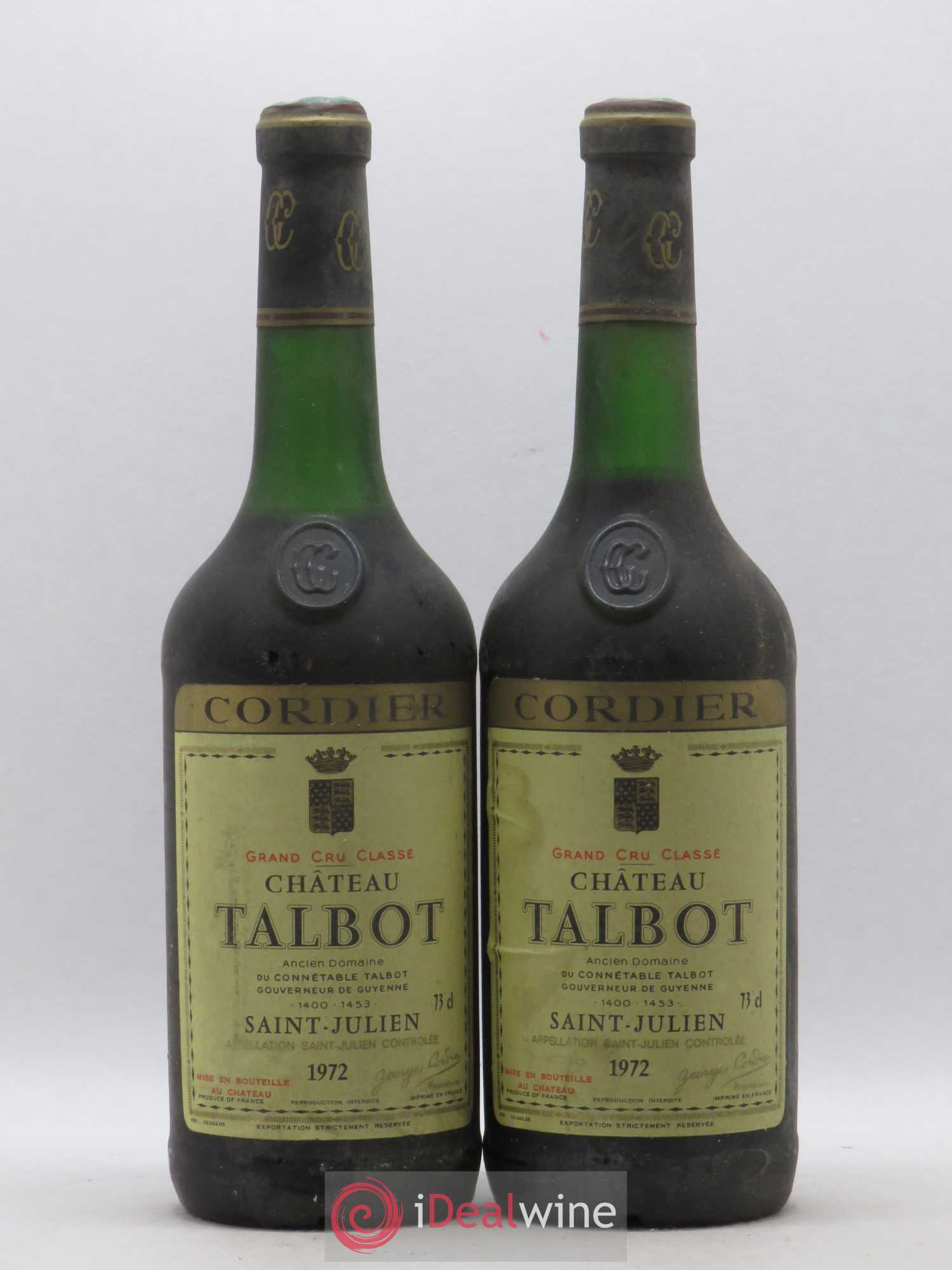 Château Talbot 4ème Grand Cru Classé 1972 - Lot de 2 bouteilles - 0