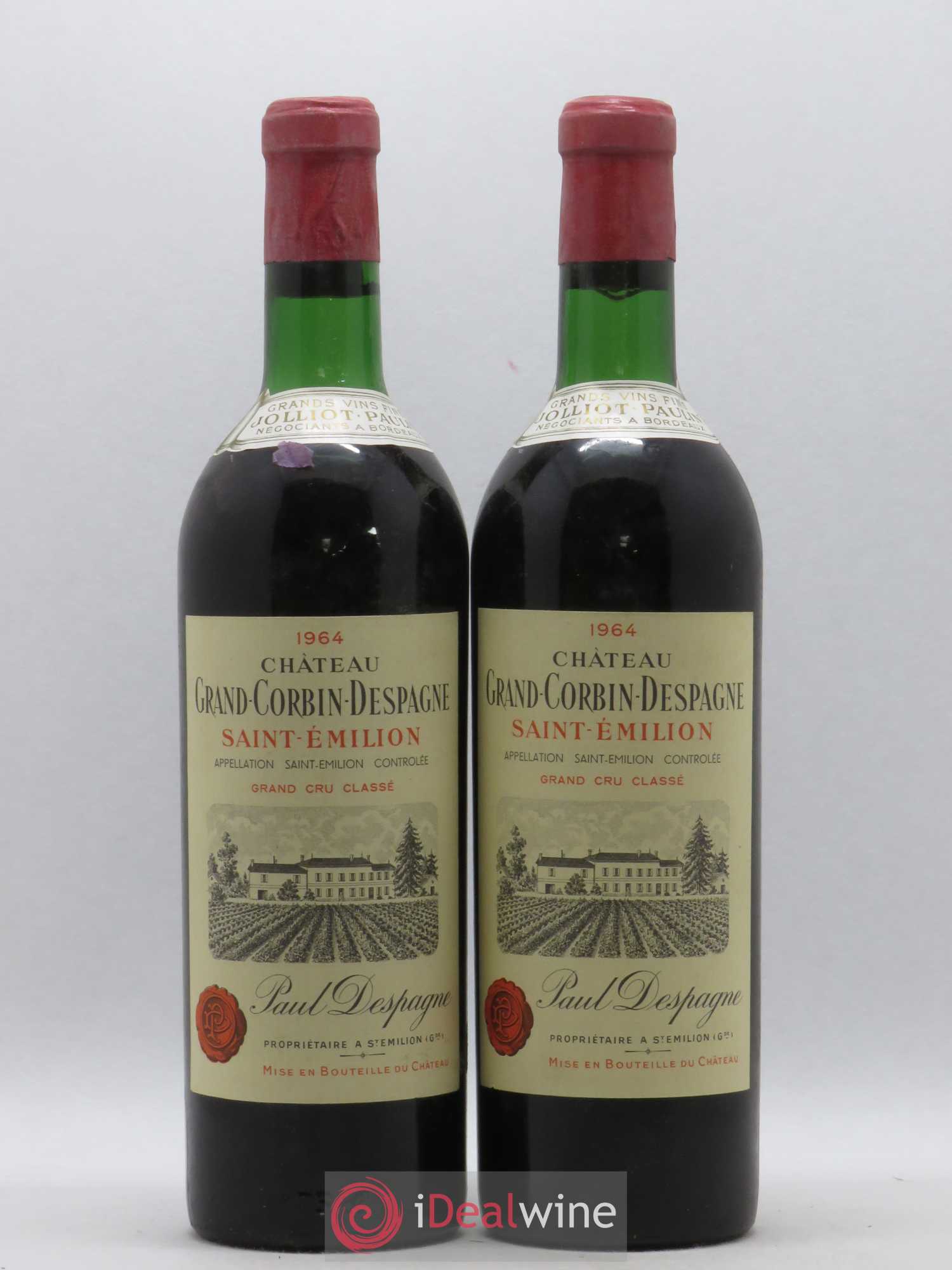 Château Grand Corbin Despagne Grand Cru Classé 1964 - Lot de 2 bouteilles - 0