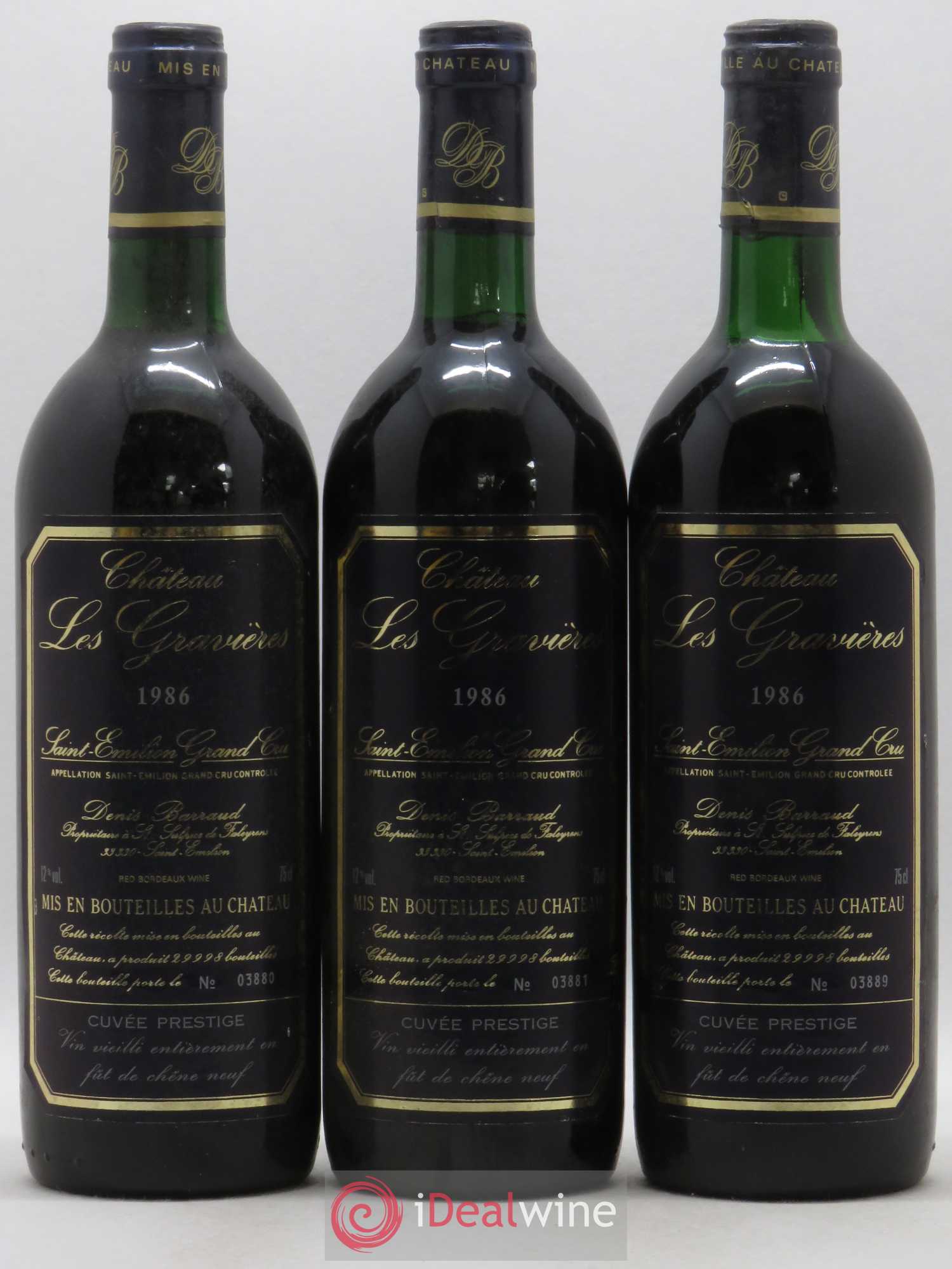 Bordeaux Supérieur Chateau Les Gravières de la Brandille Cuvée Prestige 1986 - Lot de 6 bouteilles - 2