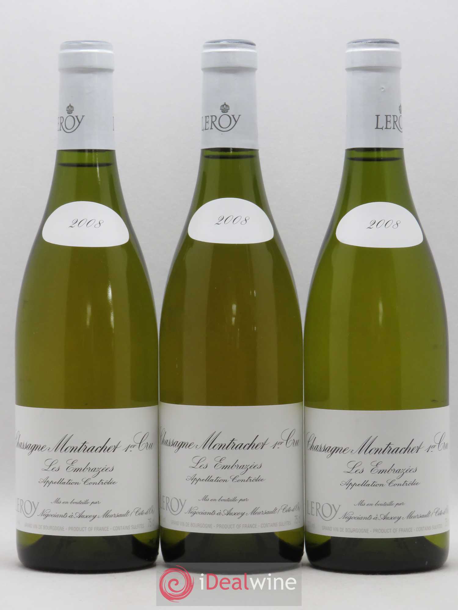 Chassagne-Montrachet Leroy SA 1er cru Les Embrazées 2008 - Posten von 3 Flaschen - 0