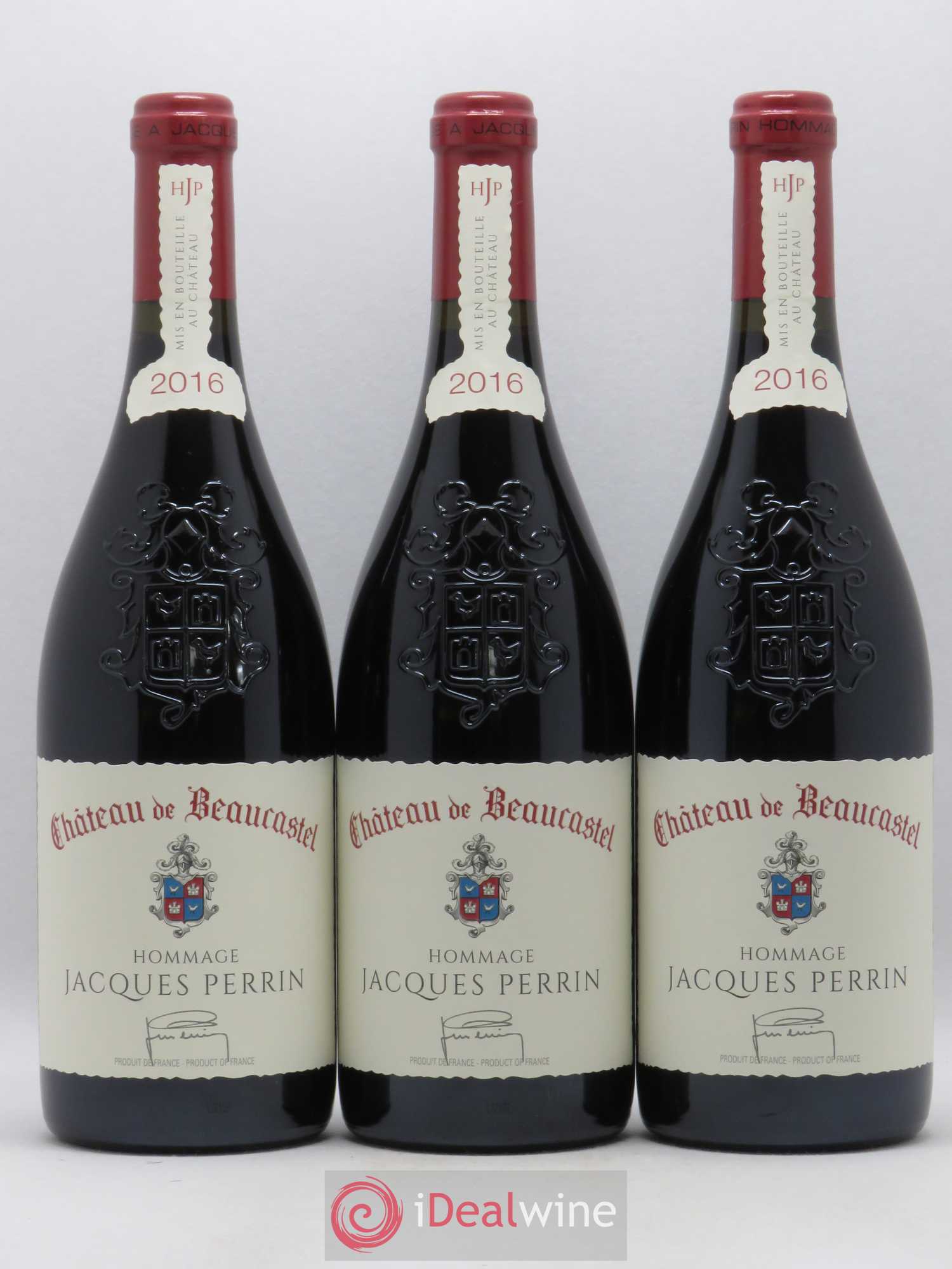 Châteauneuf-du-Pape Château de Beaucastel Hommage à Jacques Perrin Famille Perrin 2016 - Lot de 3 bouteilles - 0