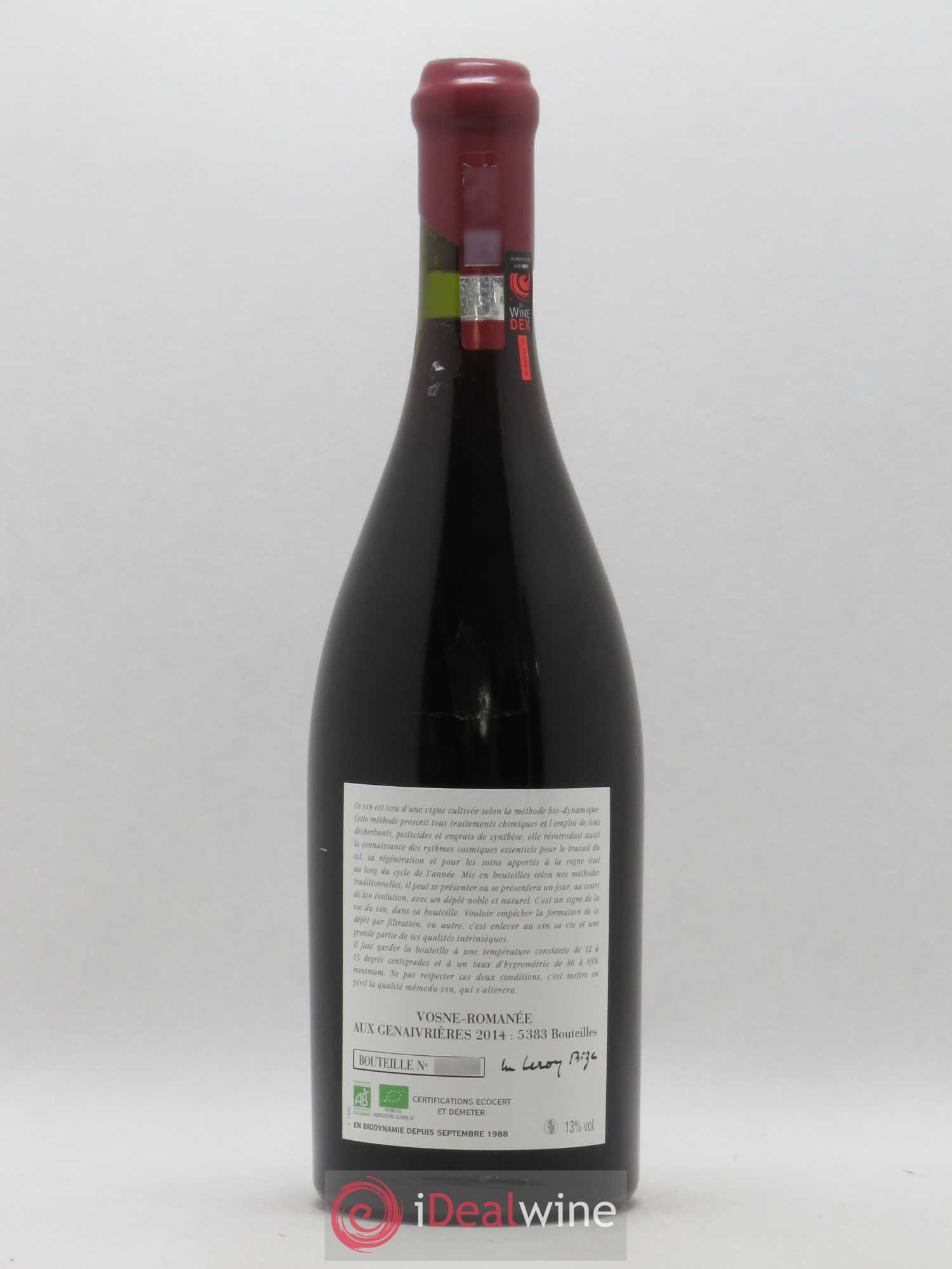 Vosne-Romanée Les Genaivrières Leroy (Domaine) 2014 - Lot de 1 bouteille - 1