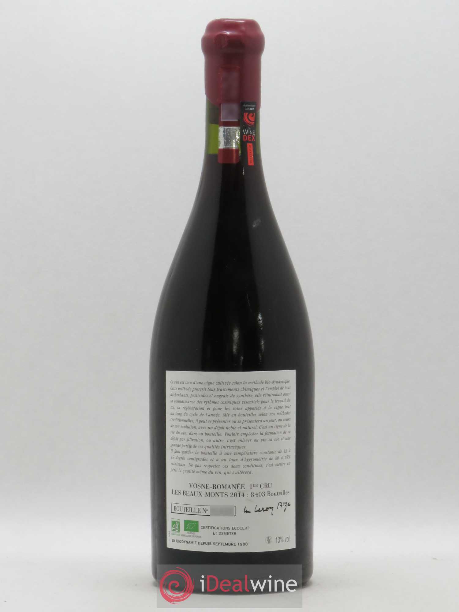 Vosne-Romanée 1er Cru Les Beaux-Monts Leroy (Domaine) 2014 - Lot de 1 bouteille - 1