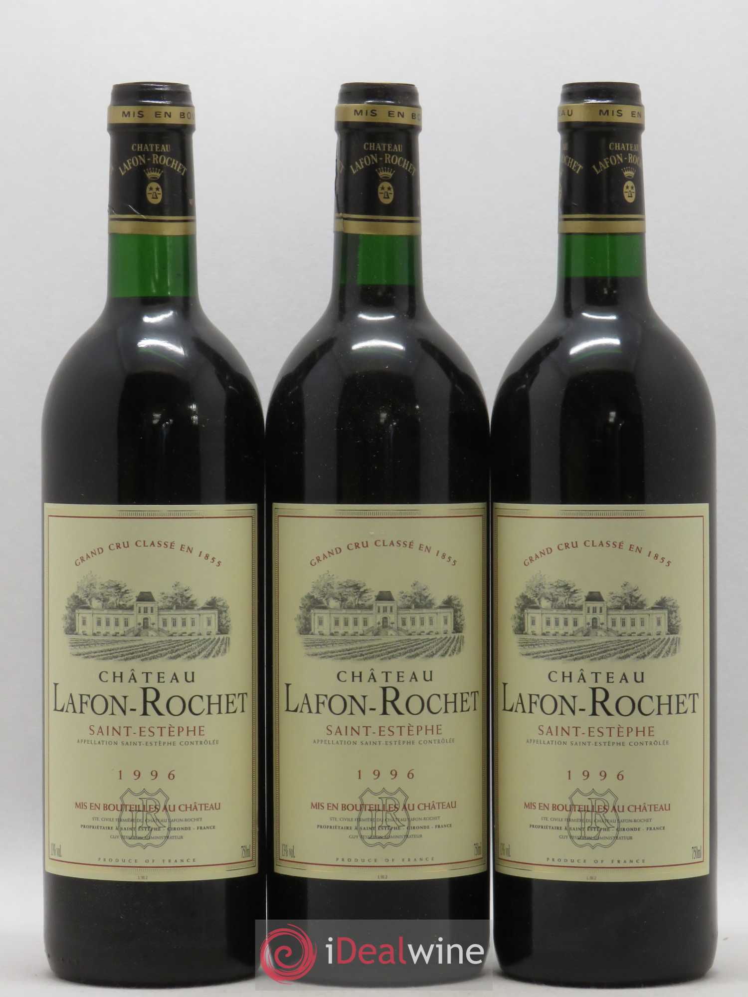 Château Lafon Rochet 4ème Grand Cru Classé 1996 - Lot de 3 bouteilles - 0