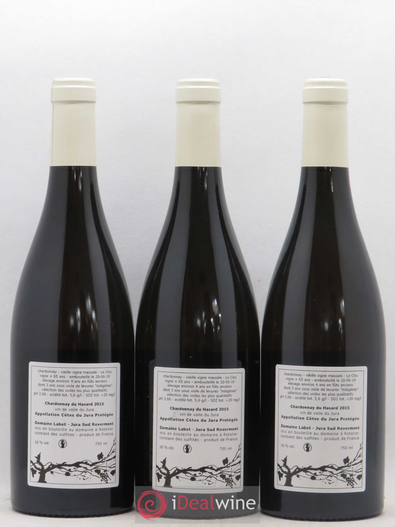 Côtes du Jura Vin de voile Chardonnay du Hasard Romain - Julien - Charline Labet 2015 - Lot de 3 bouteilles - 1
