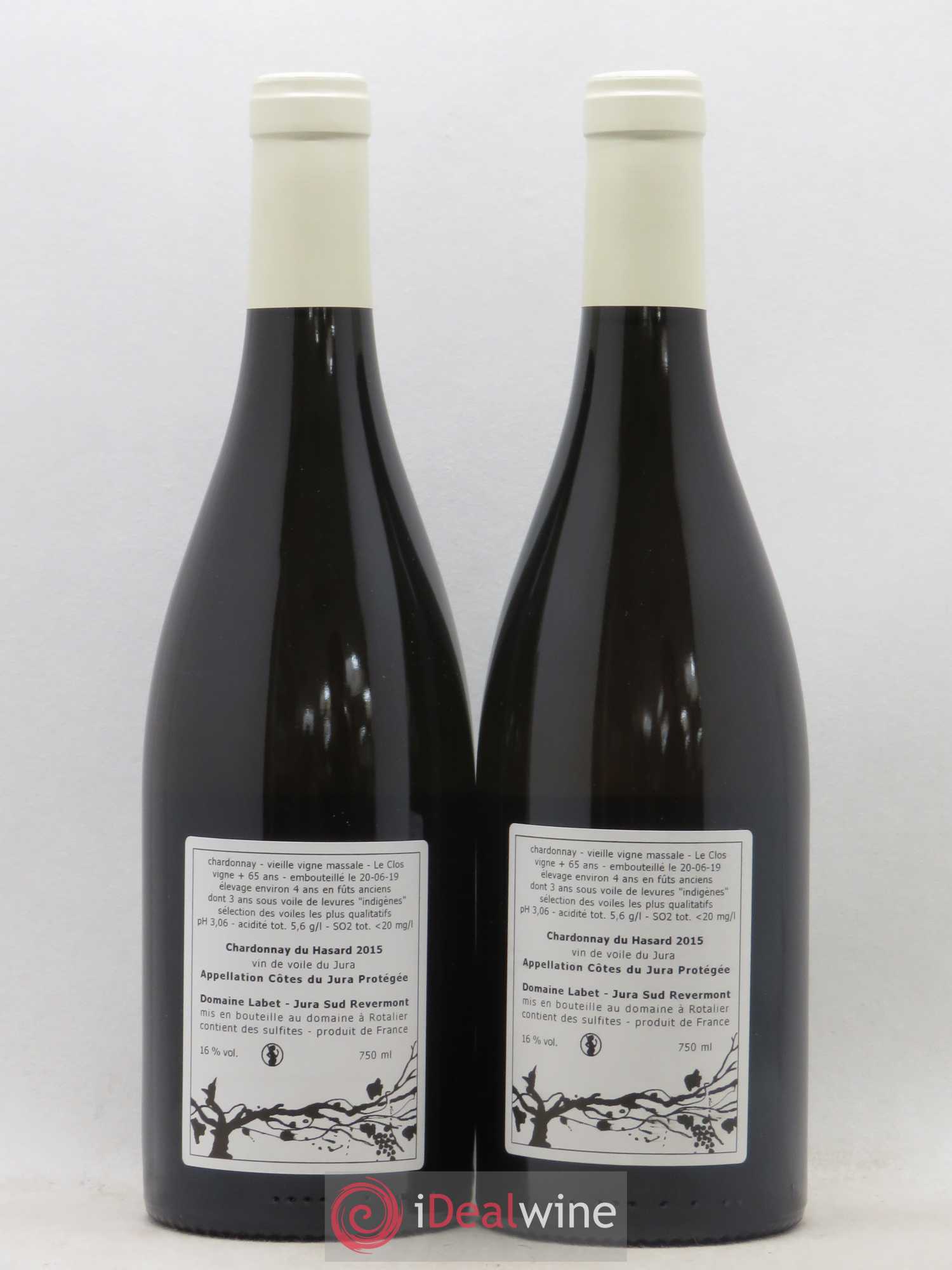 Côtes du Jura Vin de voile Chardonnay du Hasard Romain - Julien - Charline Labet 2015 - Lot de 2 bouteilles - 1