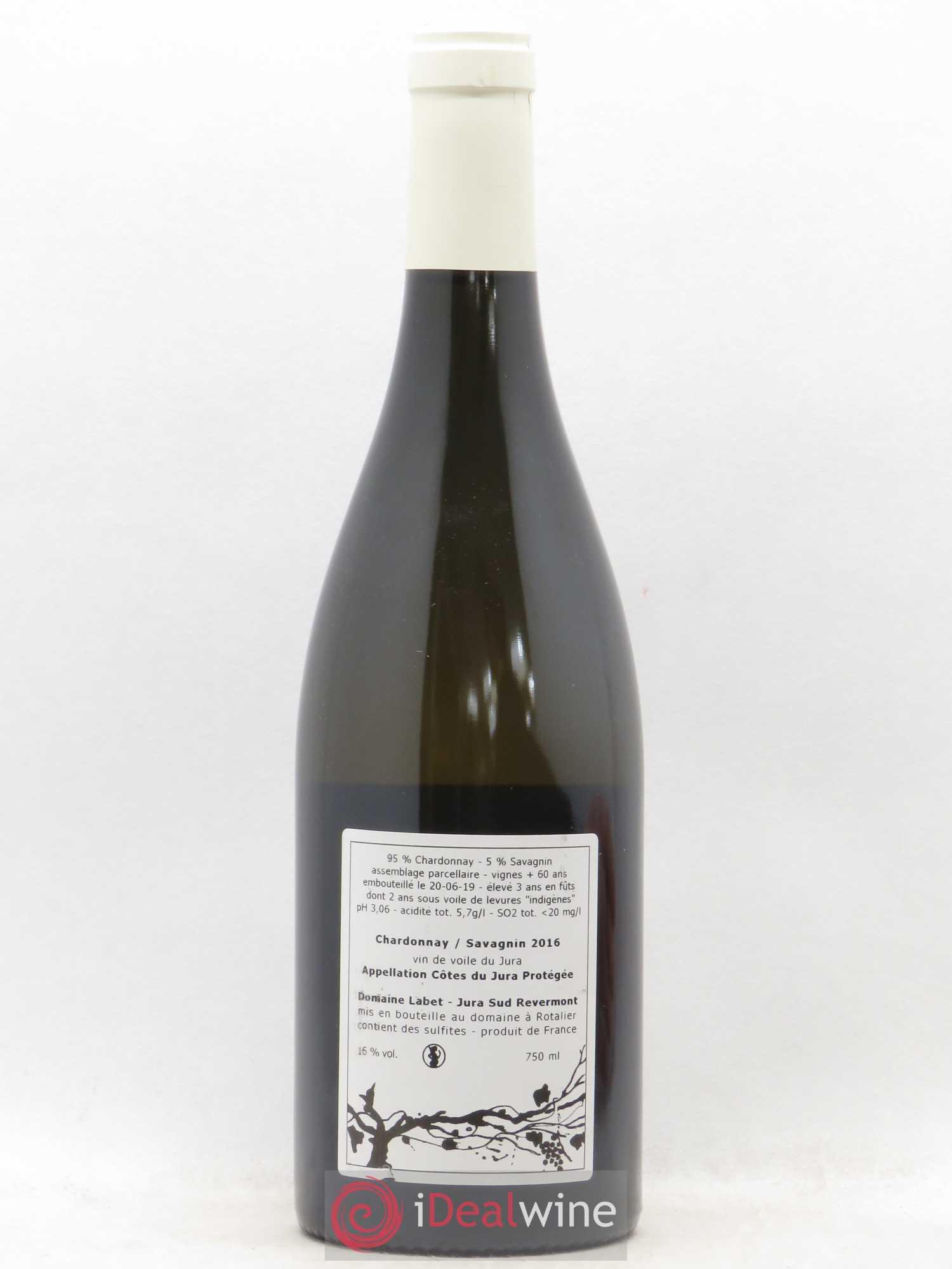 Côtes du Jura Vin de Voile Chardonnay-Savagnin cuvée de garde Romain - Julien - Charline Labet 2016 - Lot de 1 bouteille - 1