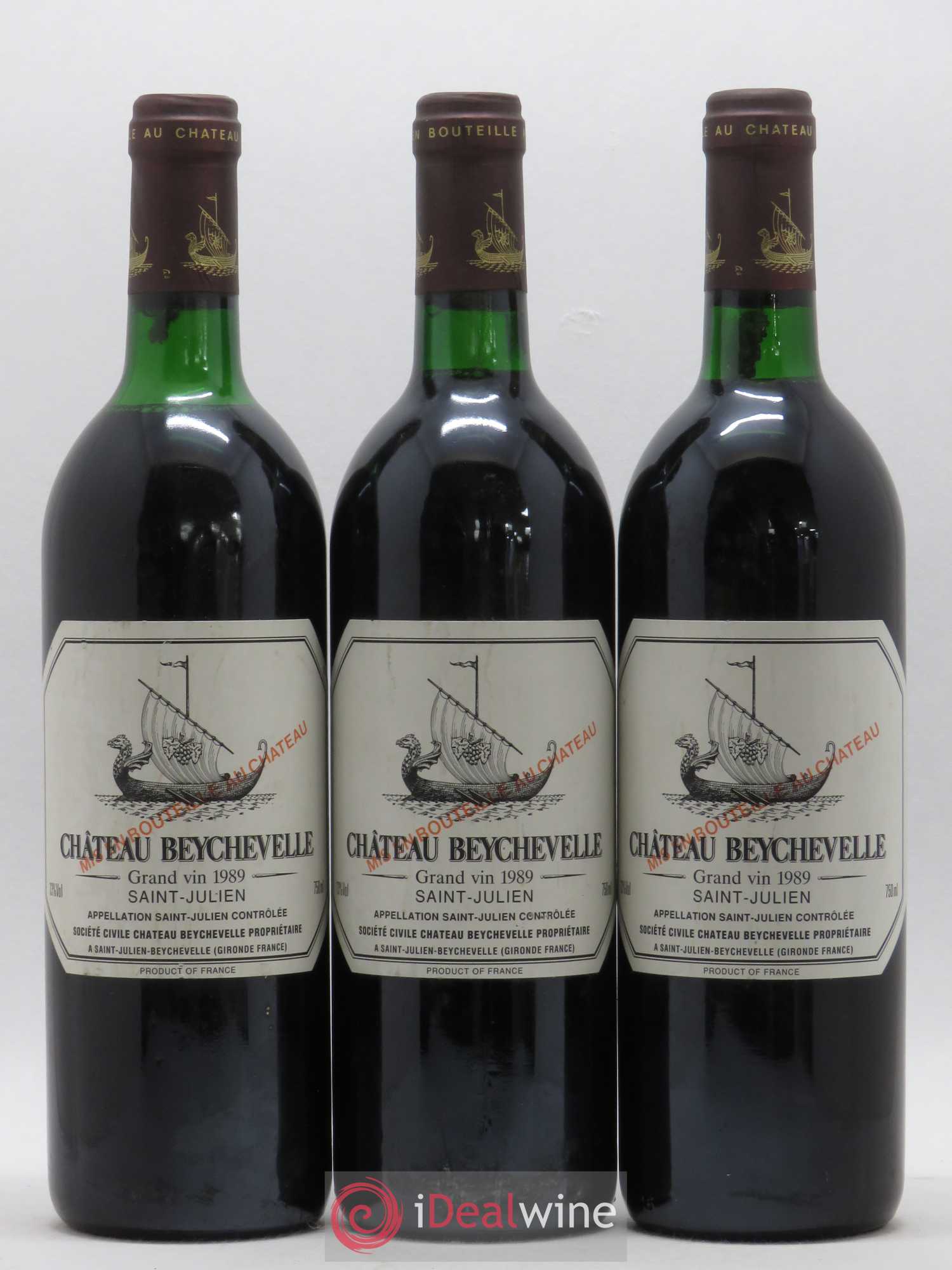 Château Beychevelle 4ème Grand Cru Classé 1989 - Lot de 3 bouteilles - 0
