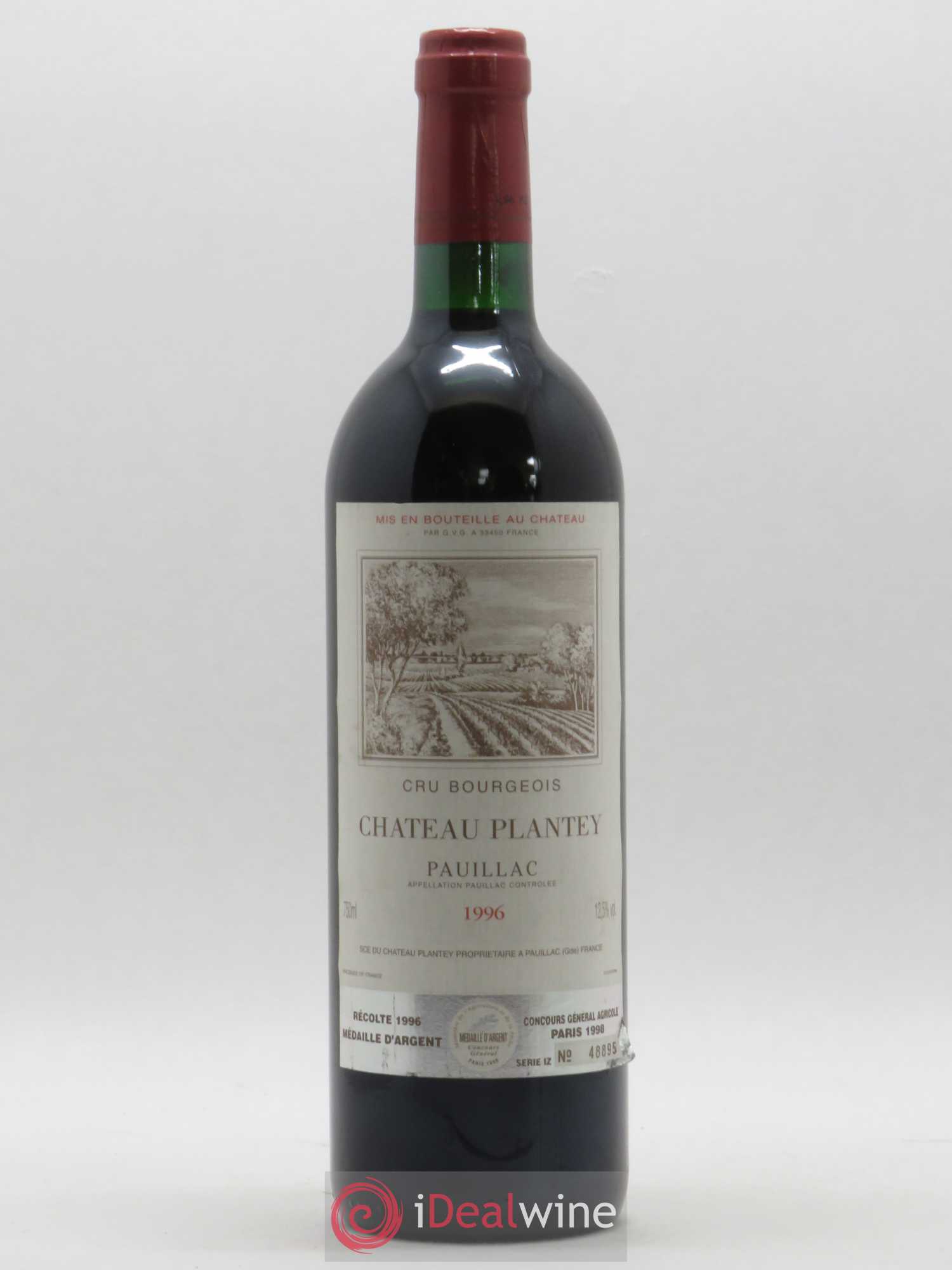 Château Plantey Cru Bourgeois 1996 - Lot de 1 bouteille - 0